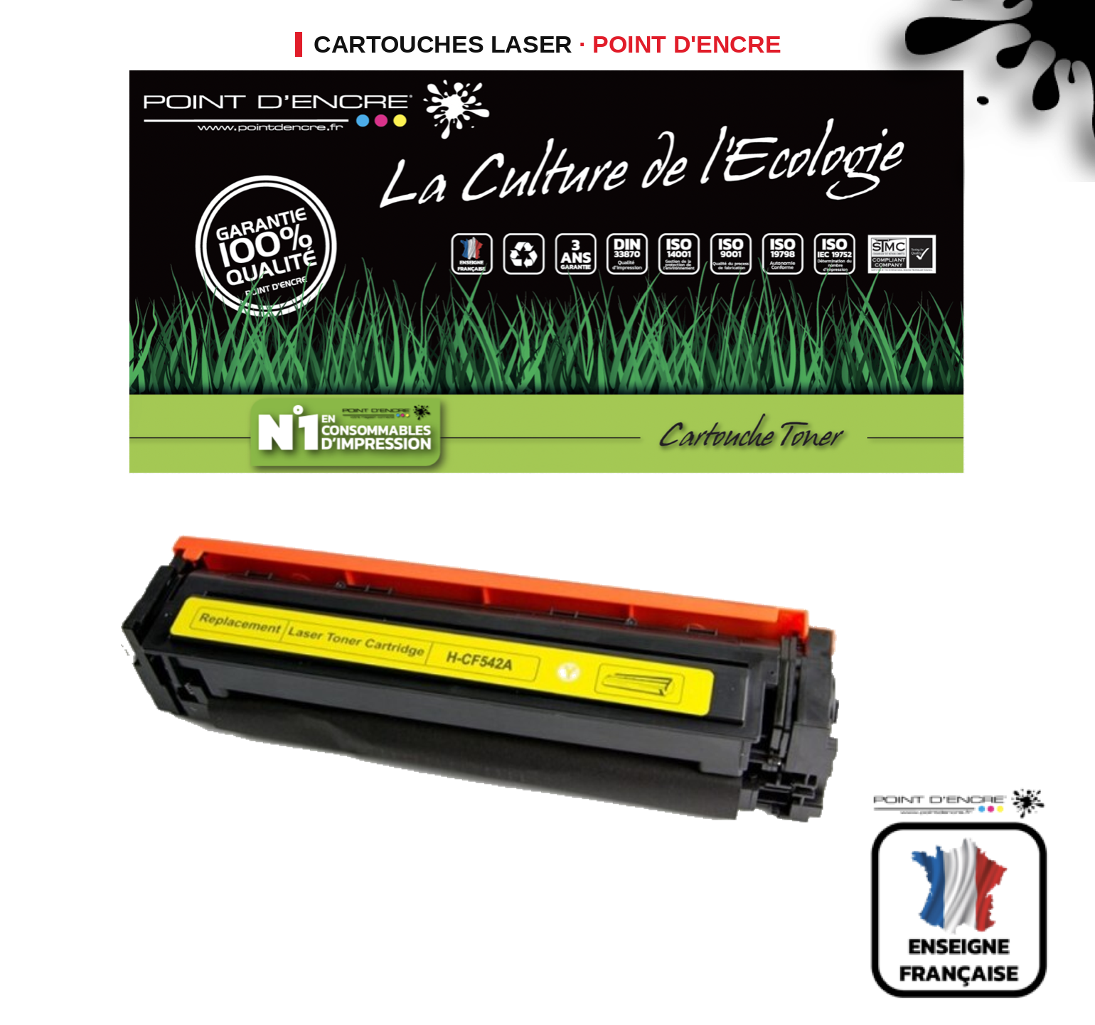 Cartouche laser POINT D'ENCRE Hp 203X — JAUNE