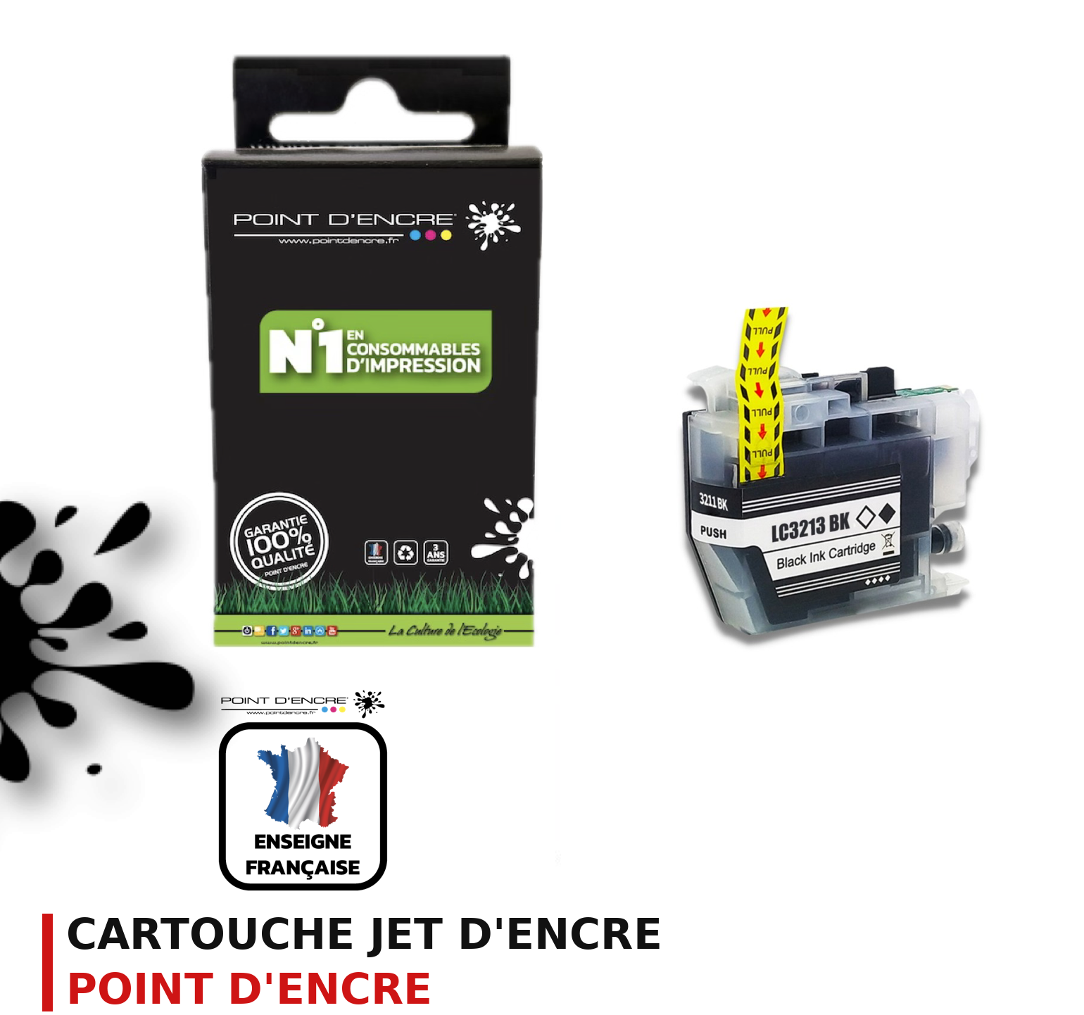 Cartouche d'encre POINT D'ENCRE Brother 3213BK — NOIR
