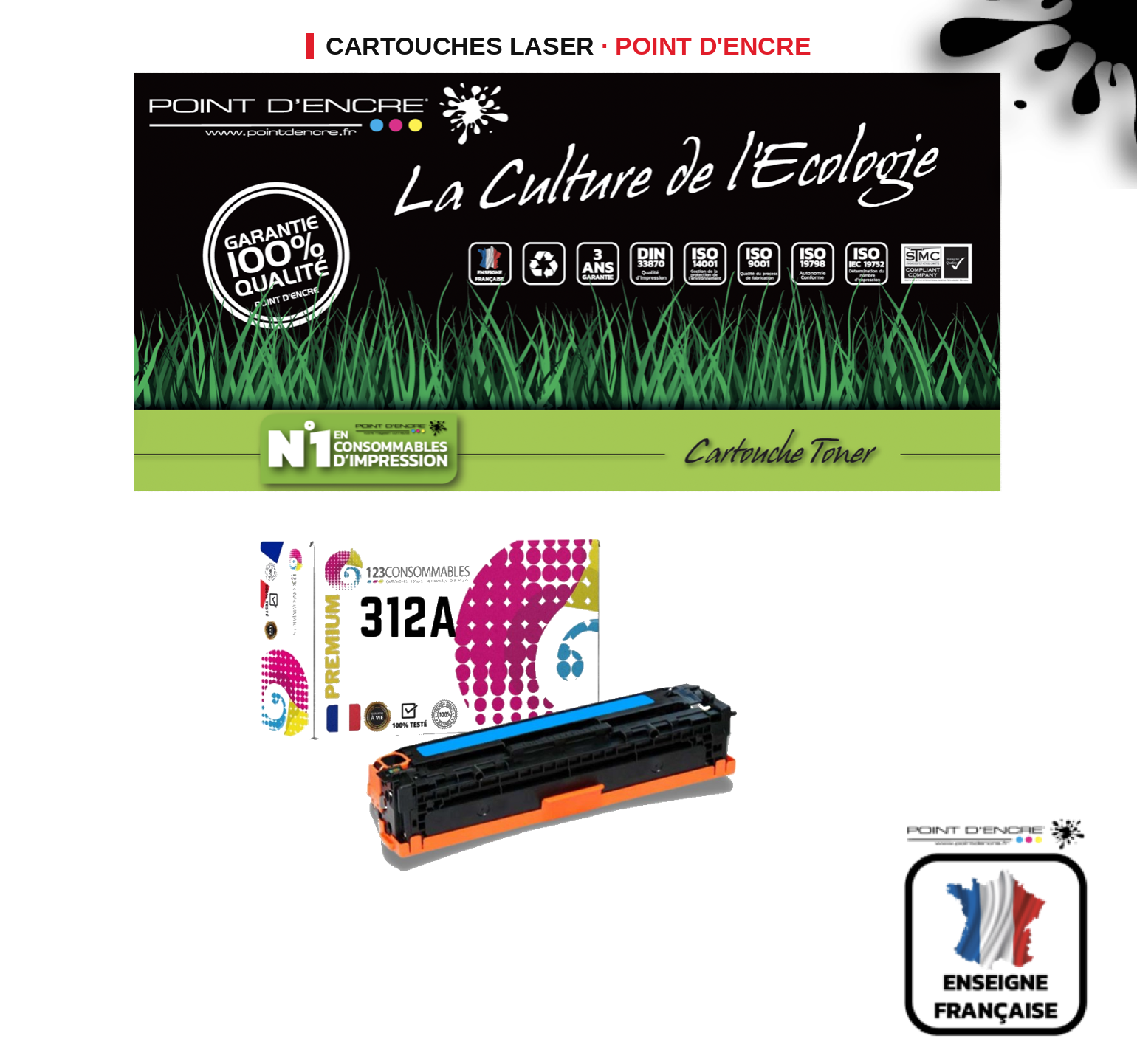 Cartouche laser POINT D'ENCRE Hp 312A — CYAN