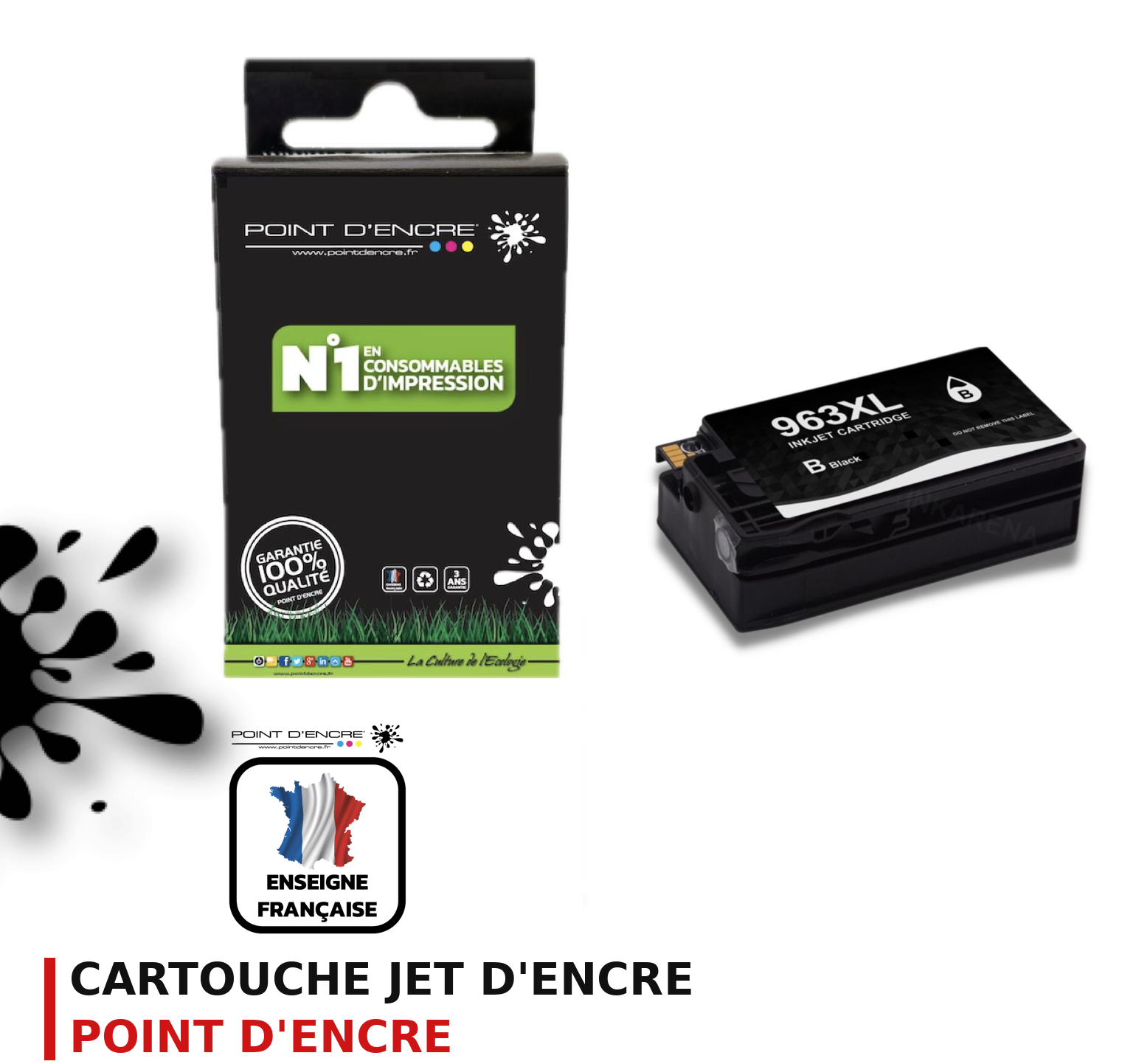 Cartouche d'encre POINT D'ENCRE Hp 963XLBK — NOIR
