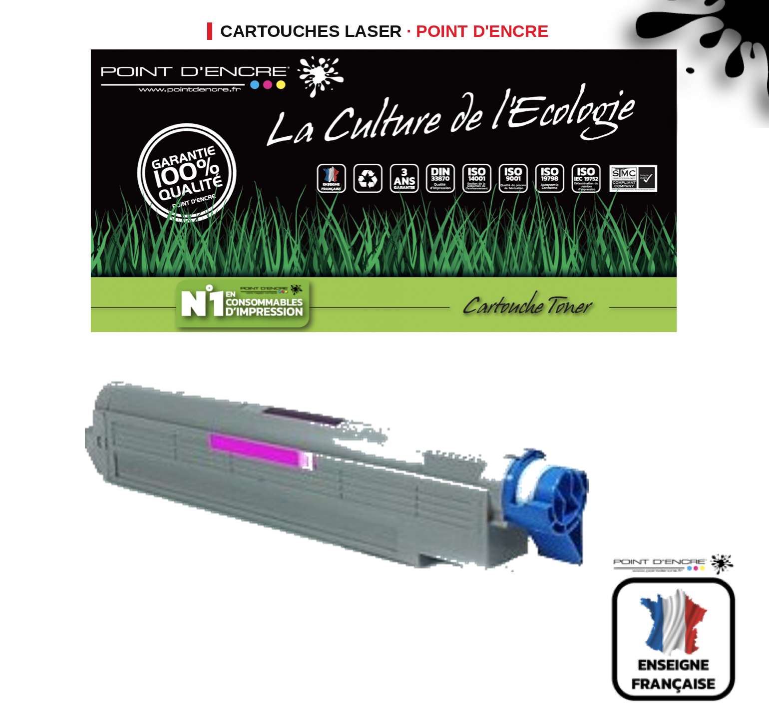 Cartouche laser POINT D'ENCRE Oki C9600 — MAGENTA