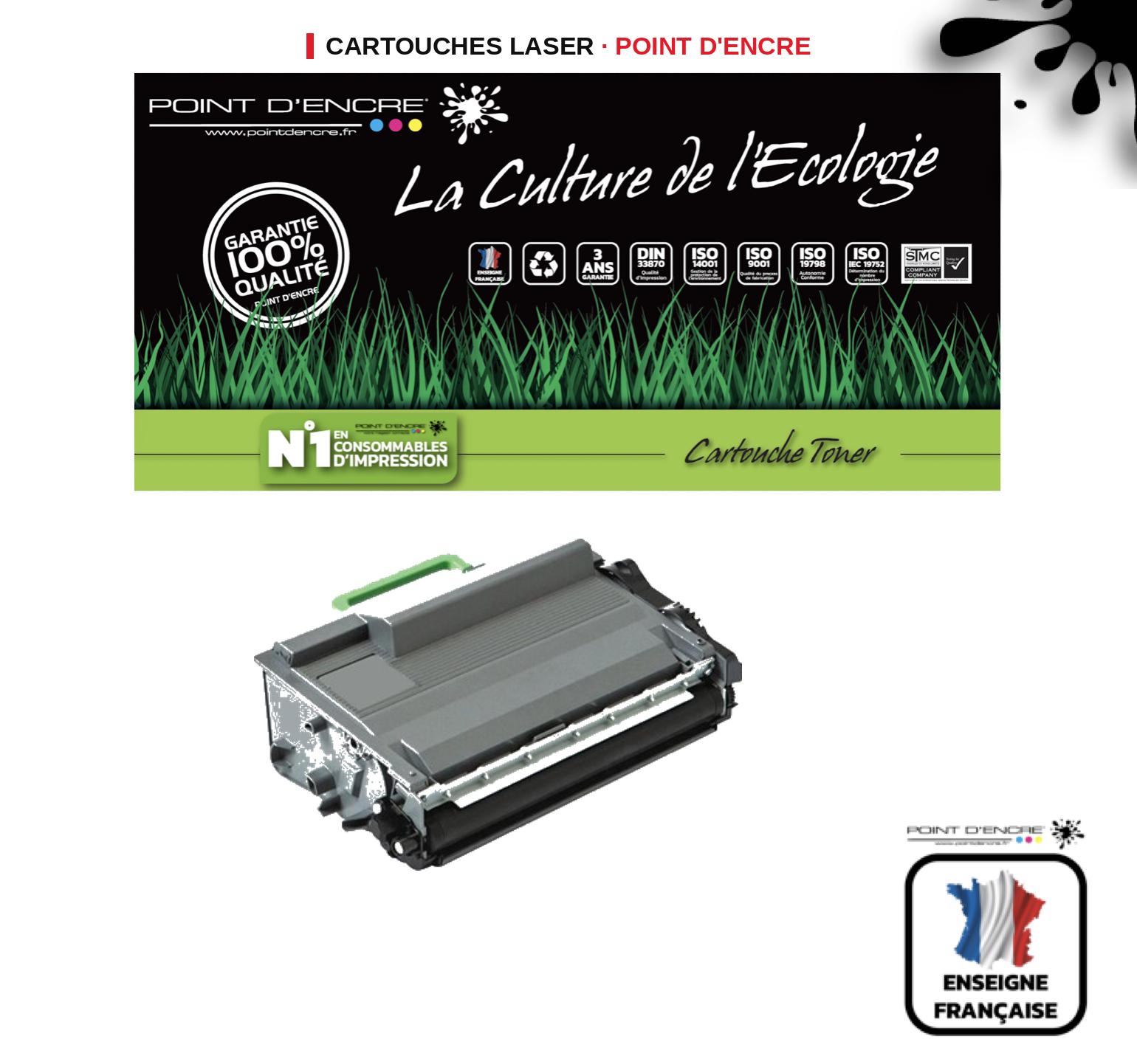 Cartouche laser POINT D'ENCRE Brother 3520 — NOIR