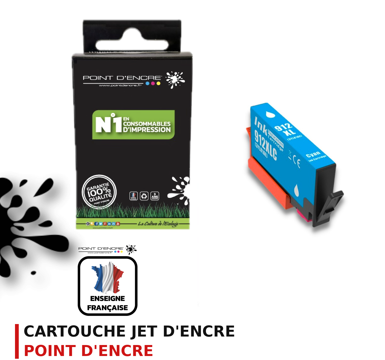 Cartouche d'encre POINT D'ENCRE Hp 912 — CYAN