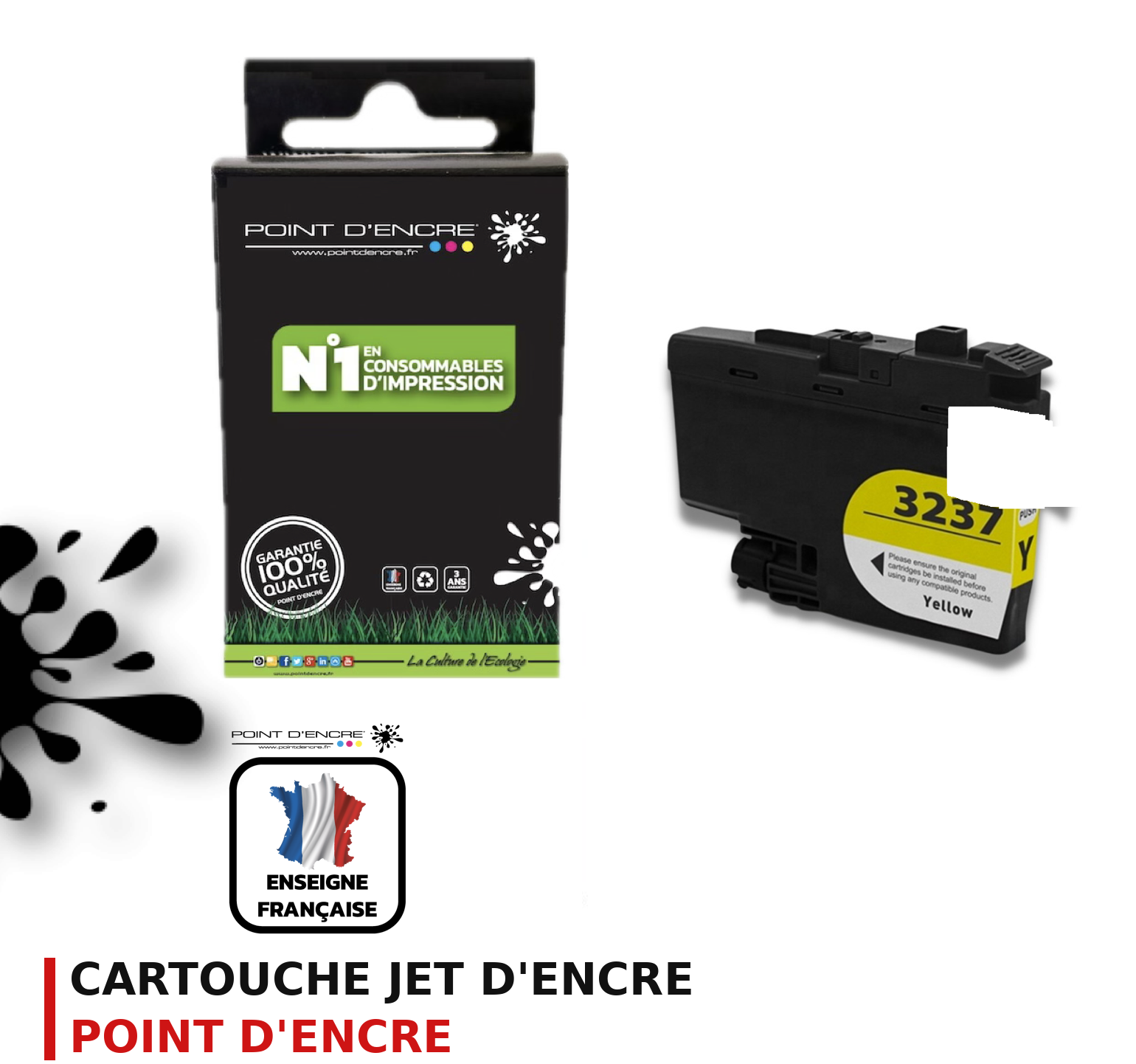 Cartouche d'encre POINT D'ENCRE Brother 3237Y — JAUNE