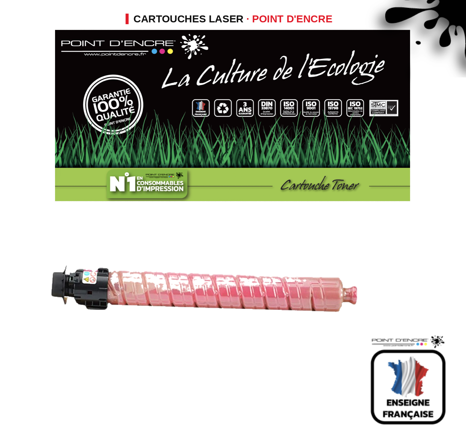 Cartouche laser POINT D'ENCRE Ricoh C3003 — MAGENTA