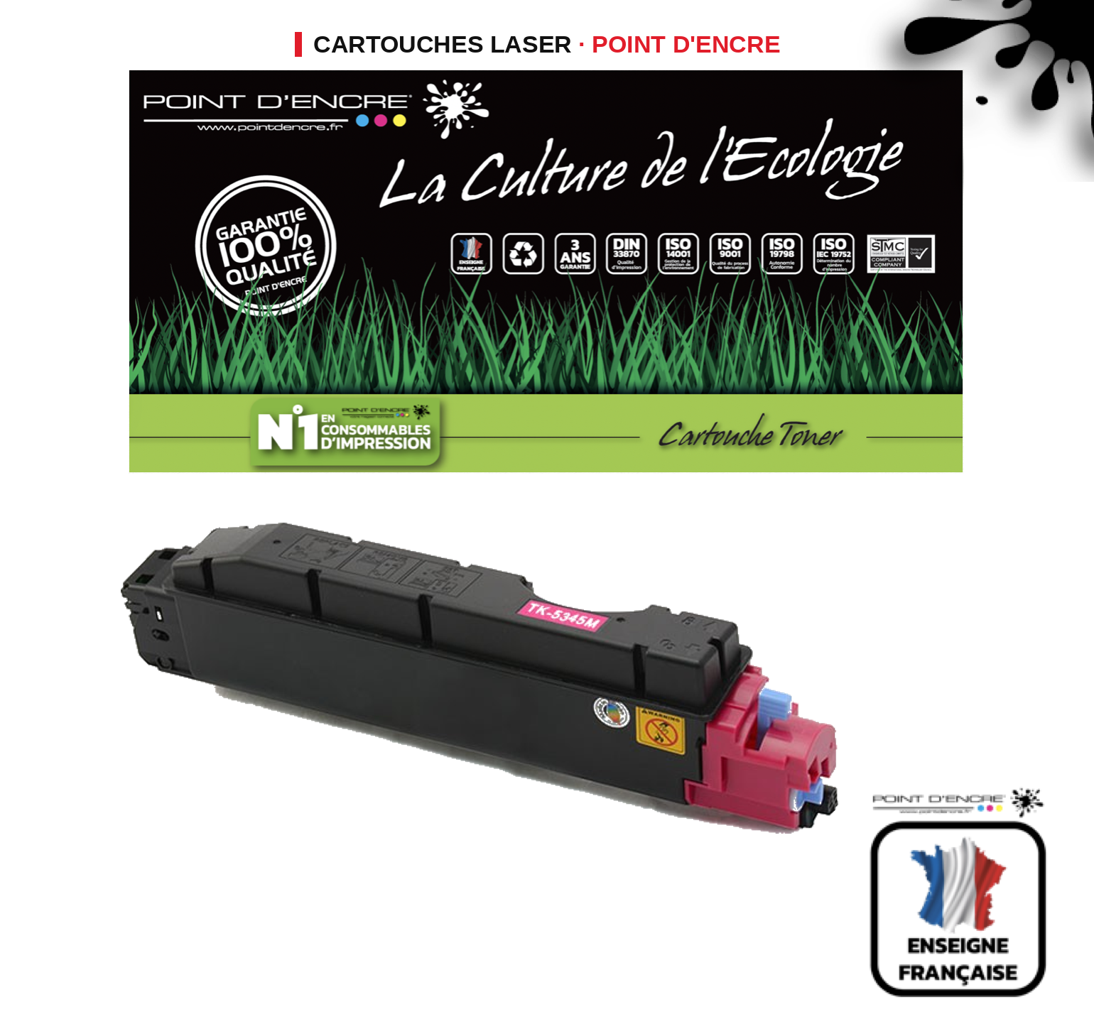 Cartouche laser POINT D'ENCRE Kyocera TK5345 — MAGENTA