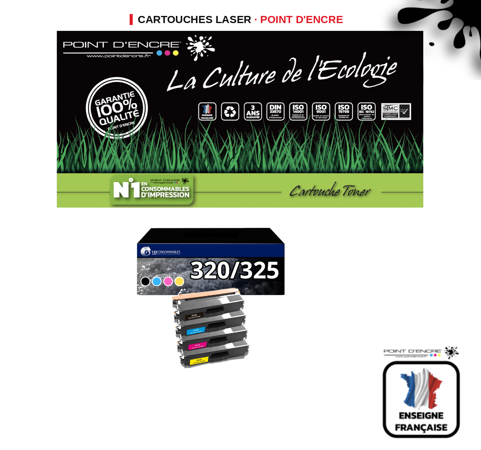 Cartouche laser POINT D'ENCRE Brother 325 — PACK