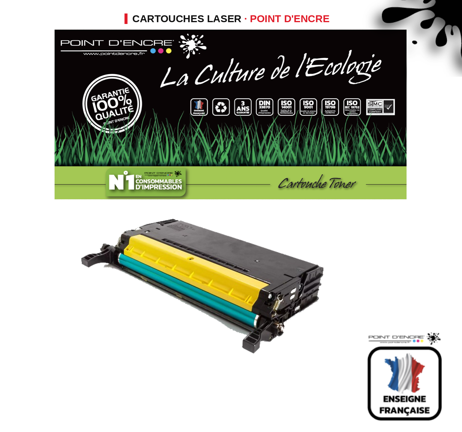 Cartouche laser POINT D'ENCRE Samsung Y5082L — JAUNE