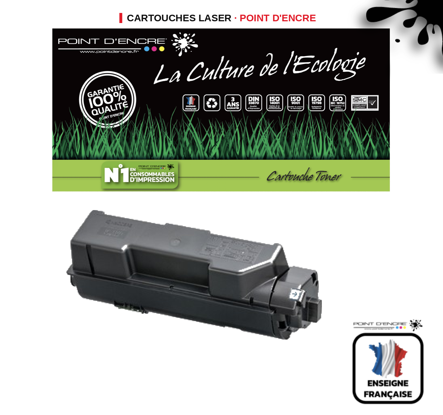 Cartouche laser POINT D'ENCRE Kyocera 1160 — NOIR