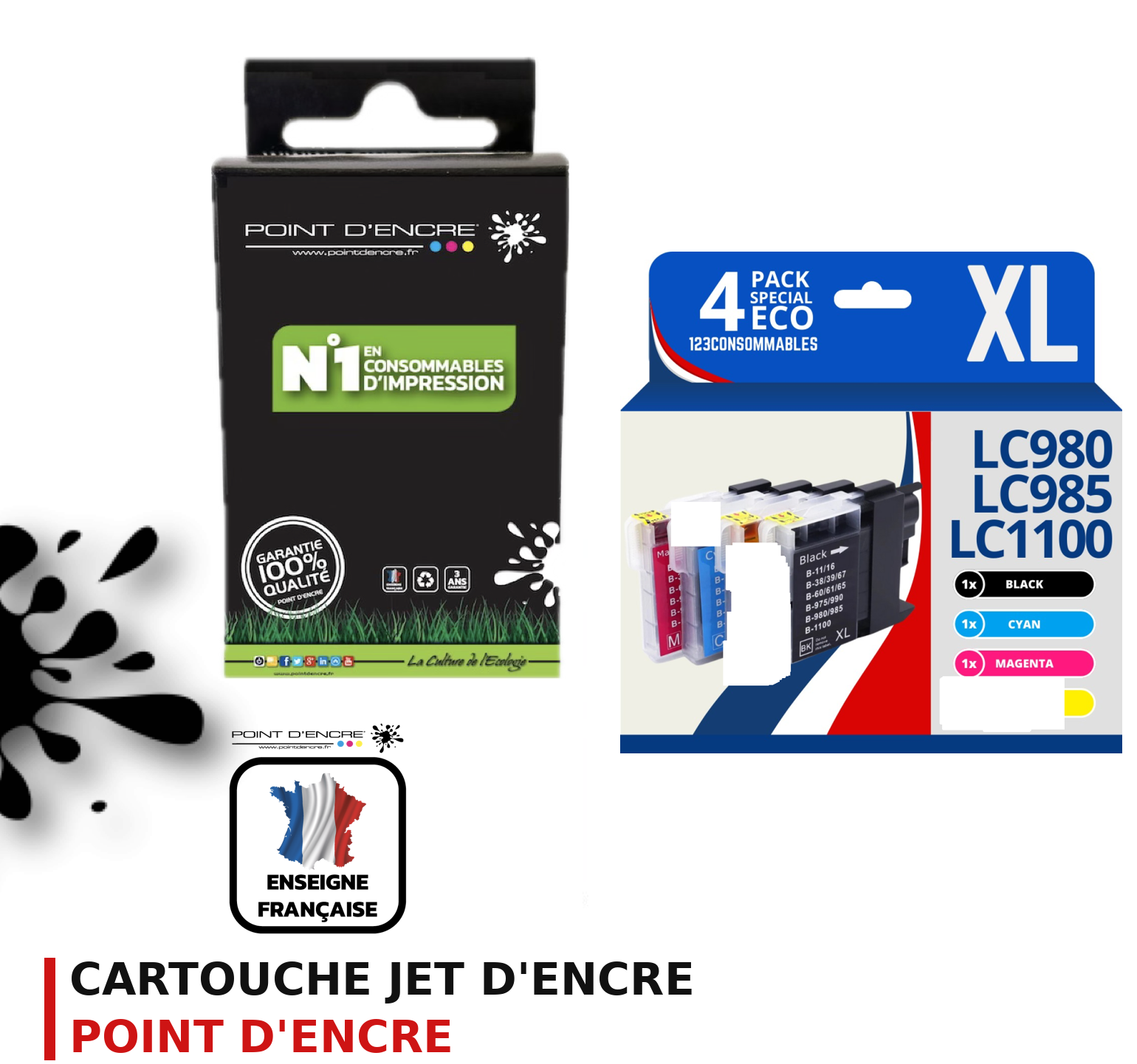 Cartouche d'encre POINT D'ENCRE Brother LC980 — PACK
