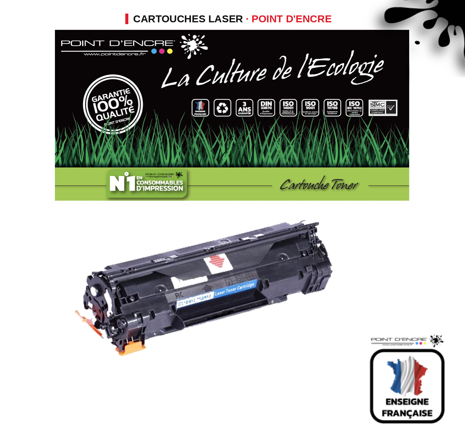 Cartouche laser POINT D'ENCRE Canon 728 — NOIR