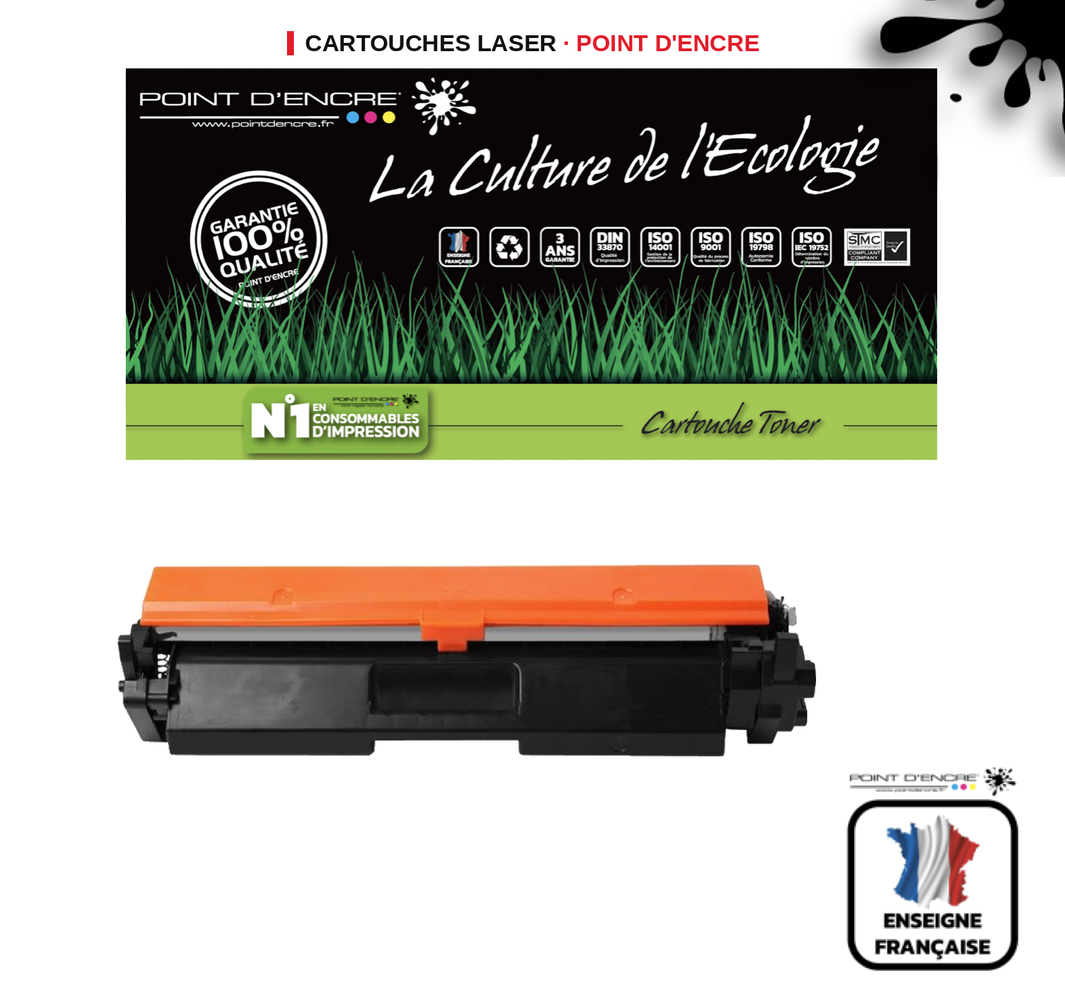 Cartouche laser POINT D'ENCRE Hp 30A — NOIR