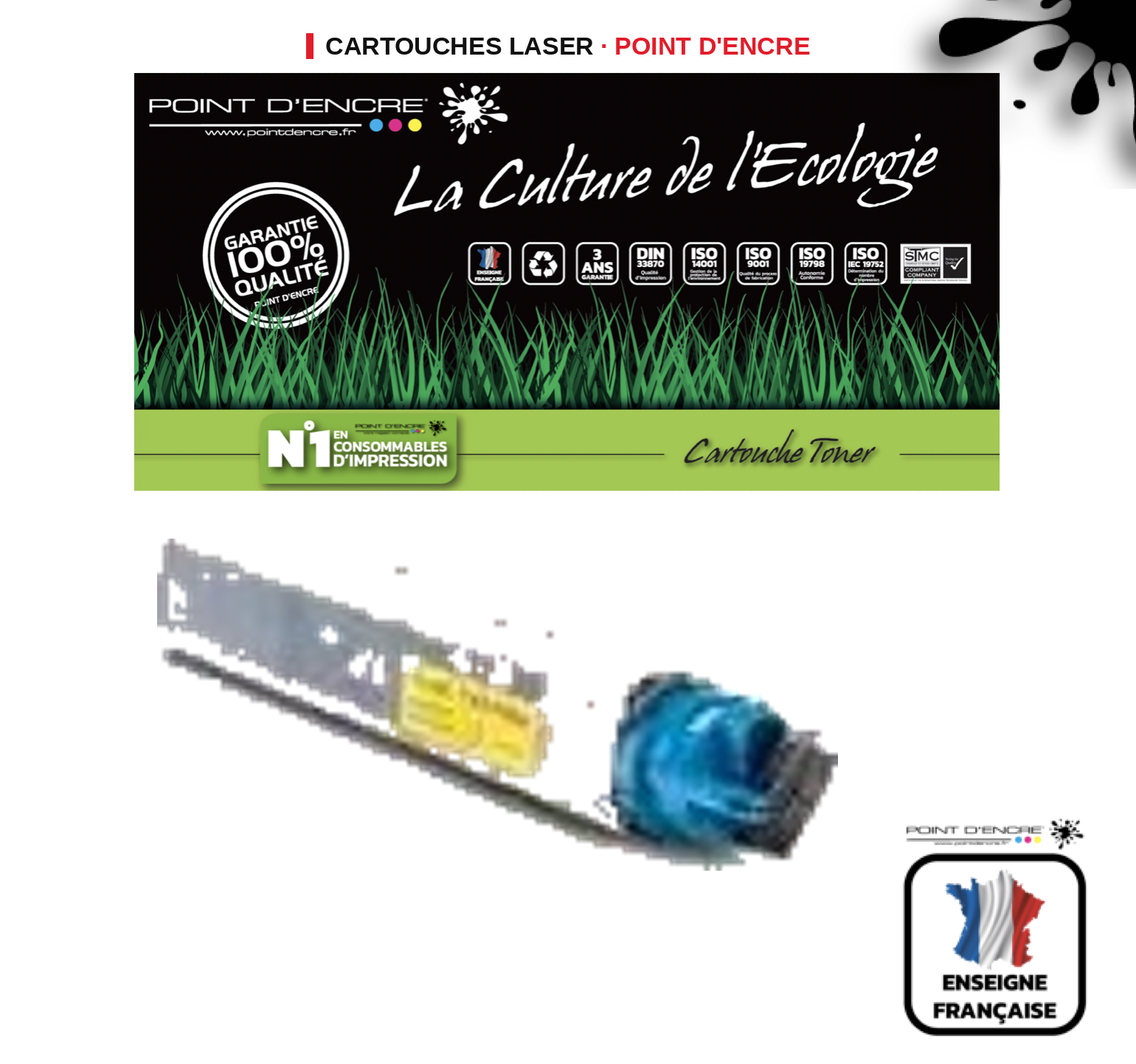 Cartouche laser POINT D'ENCRE Oki 43459369 — JAUNE