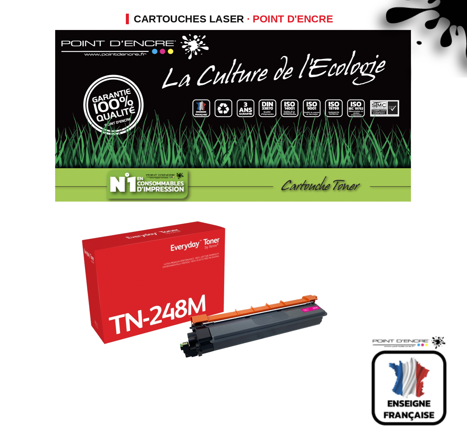 Cartouche laser POINT D'ENCRE Brother TN248M — MAGENTA