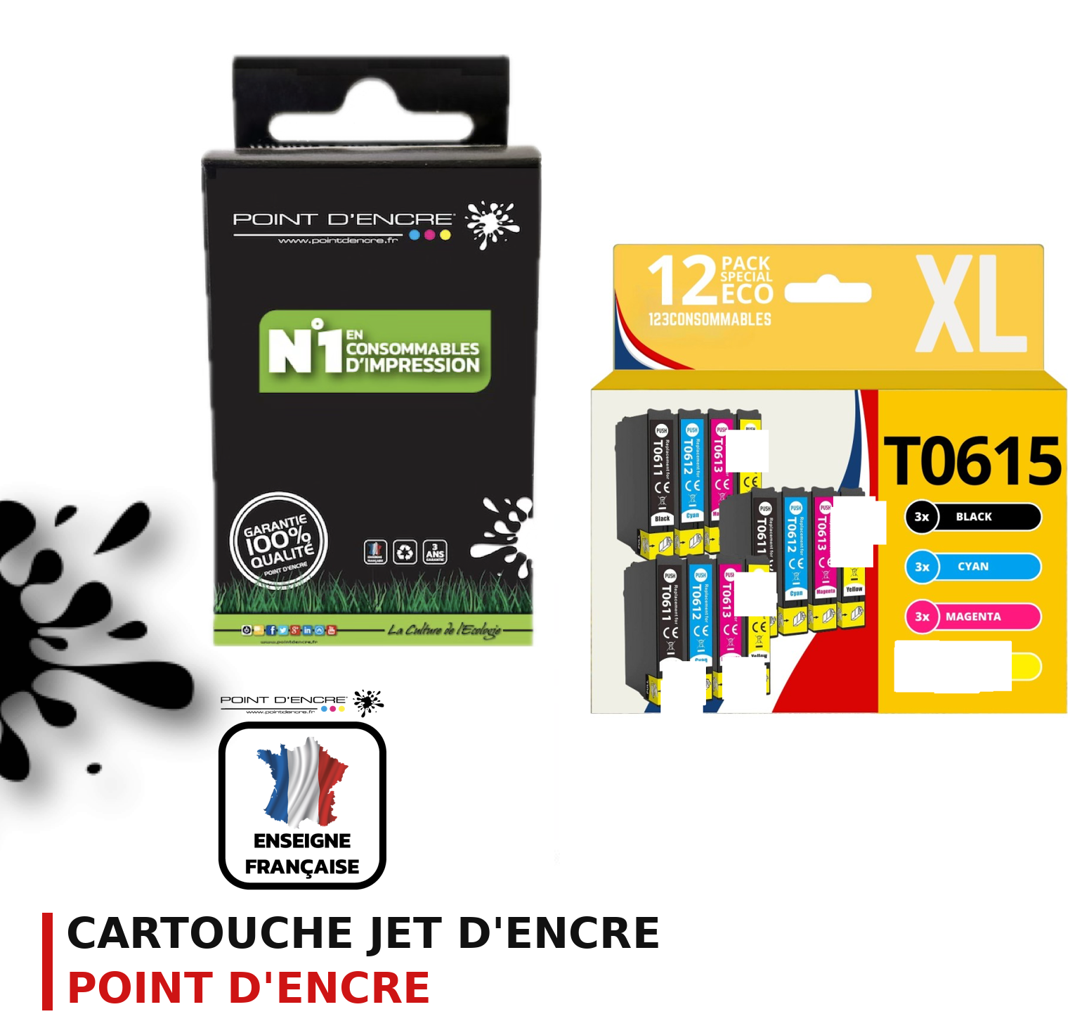 Cartouche d'encre POINT D'ENCRE Epson T0615 — PACK