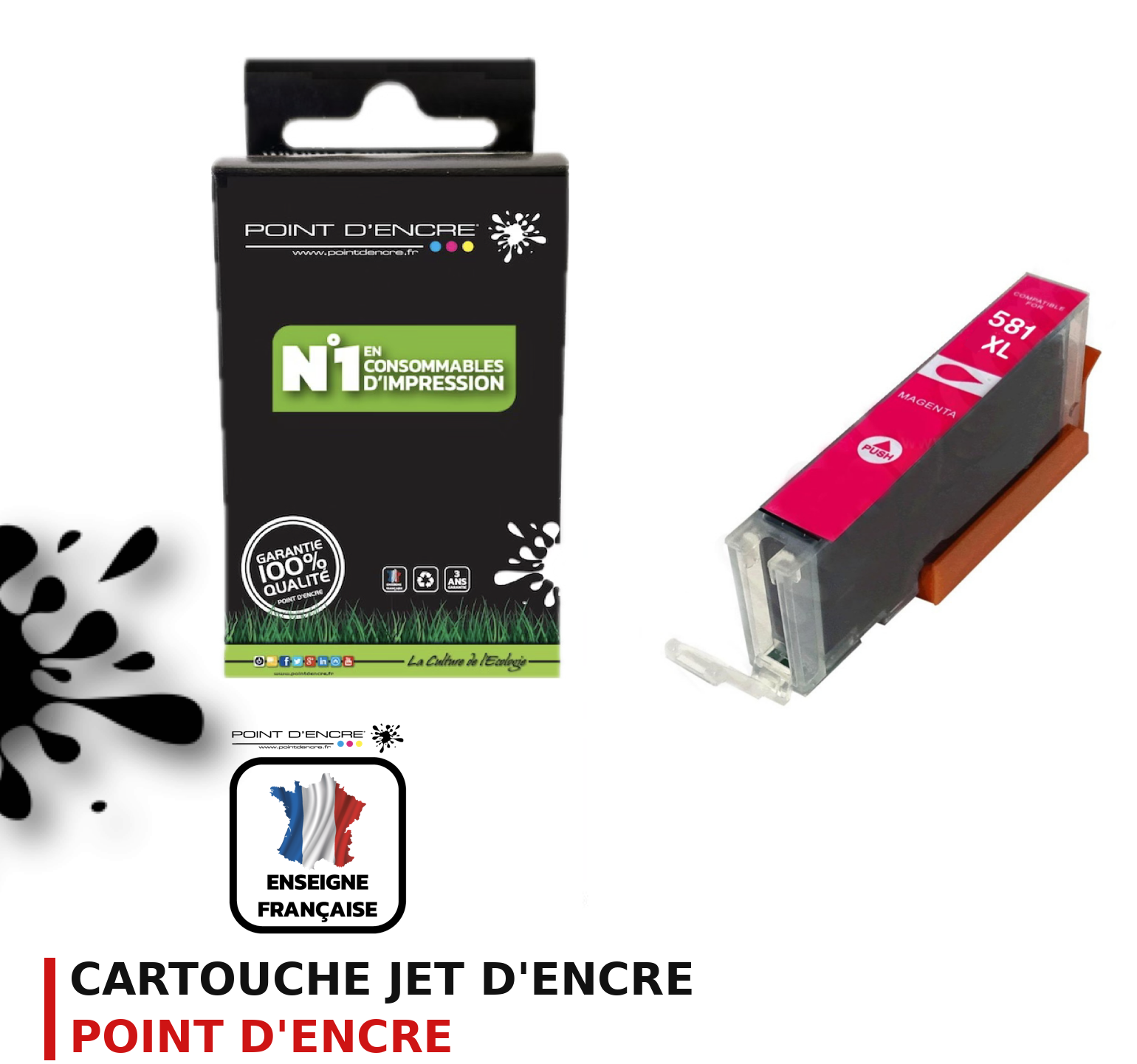 Cartouche d'encre POINT D'ENCRE Canon 581 — MAGENTA