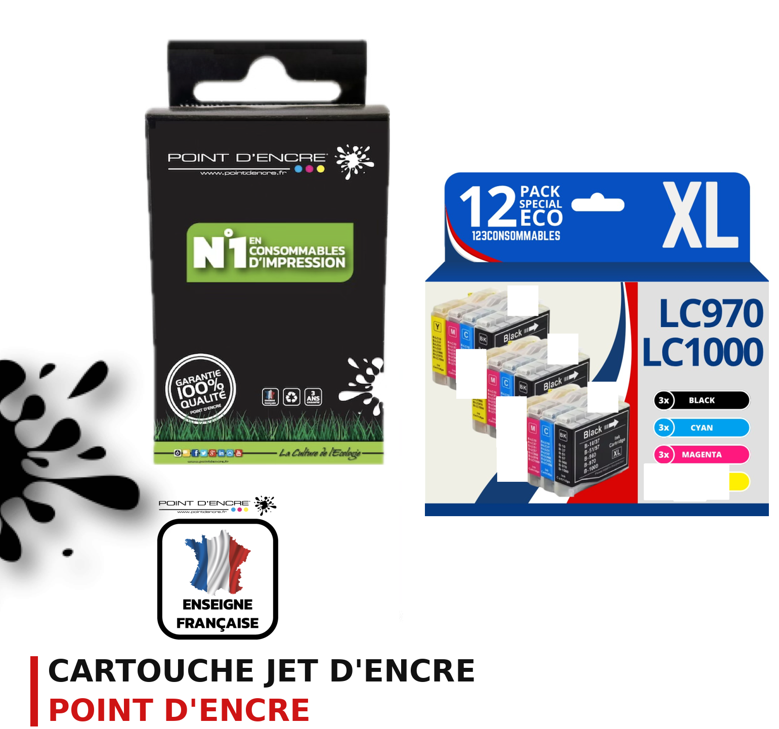 Cartouche d'encre POINT D'ENCRE Brother LC970 — PACK