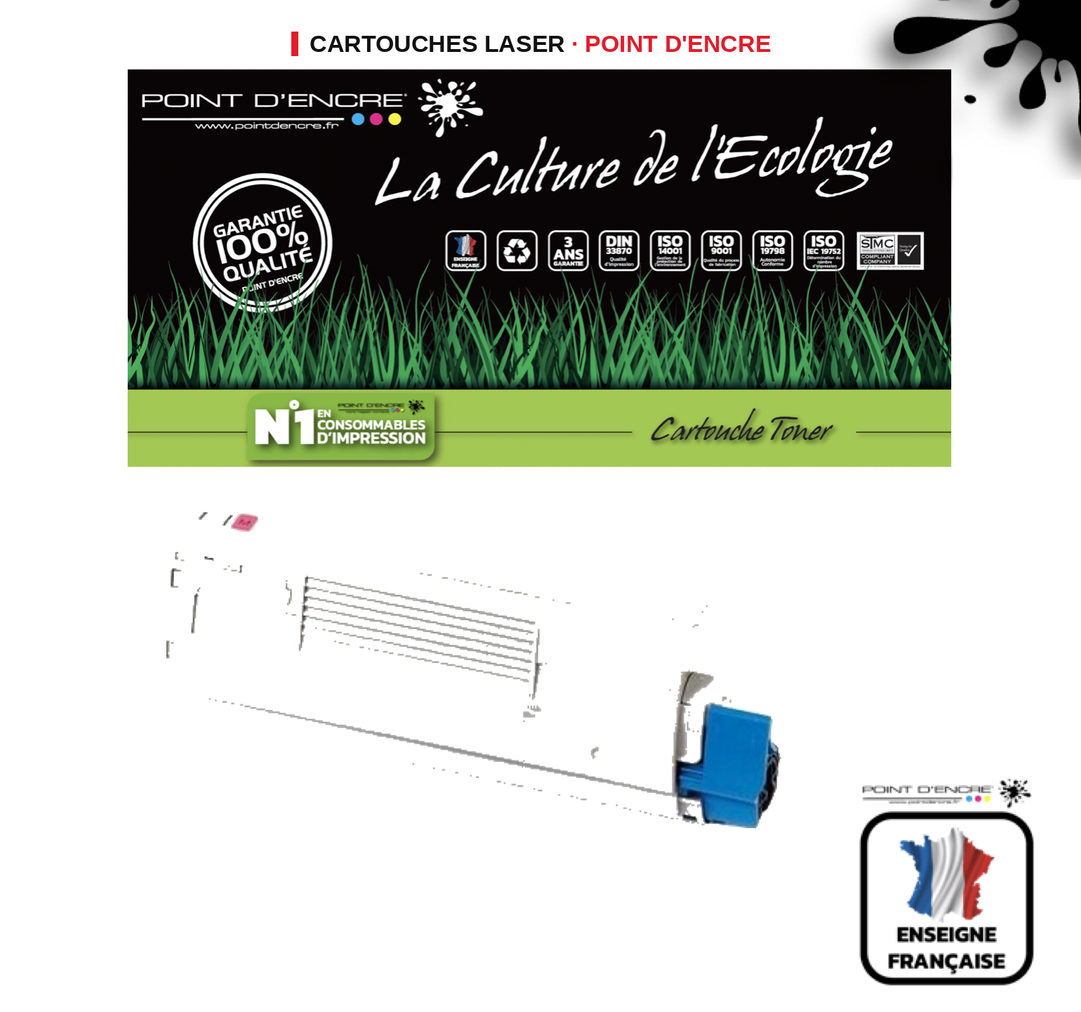 Cartouche laser POINT D'ENCRE Oki C532DN — MAGENTA