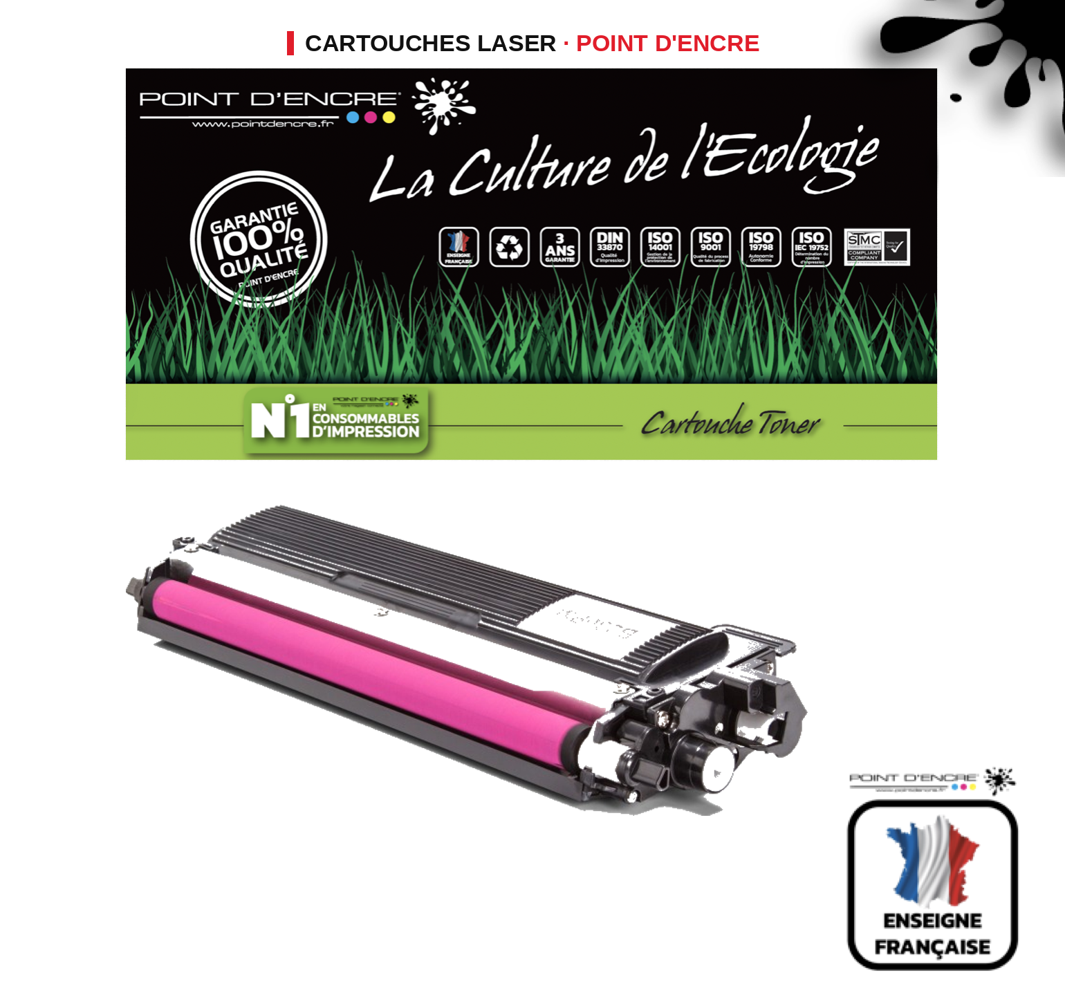 Cartouche laser POINT D'ENCRE Brother 230M — MAGENTA