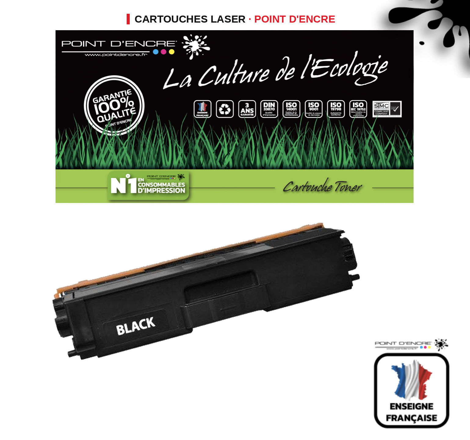 Cartouche laser POINT D'ENCRE Brother 900BK — NOIR