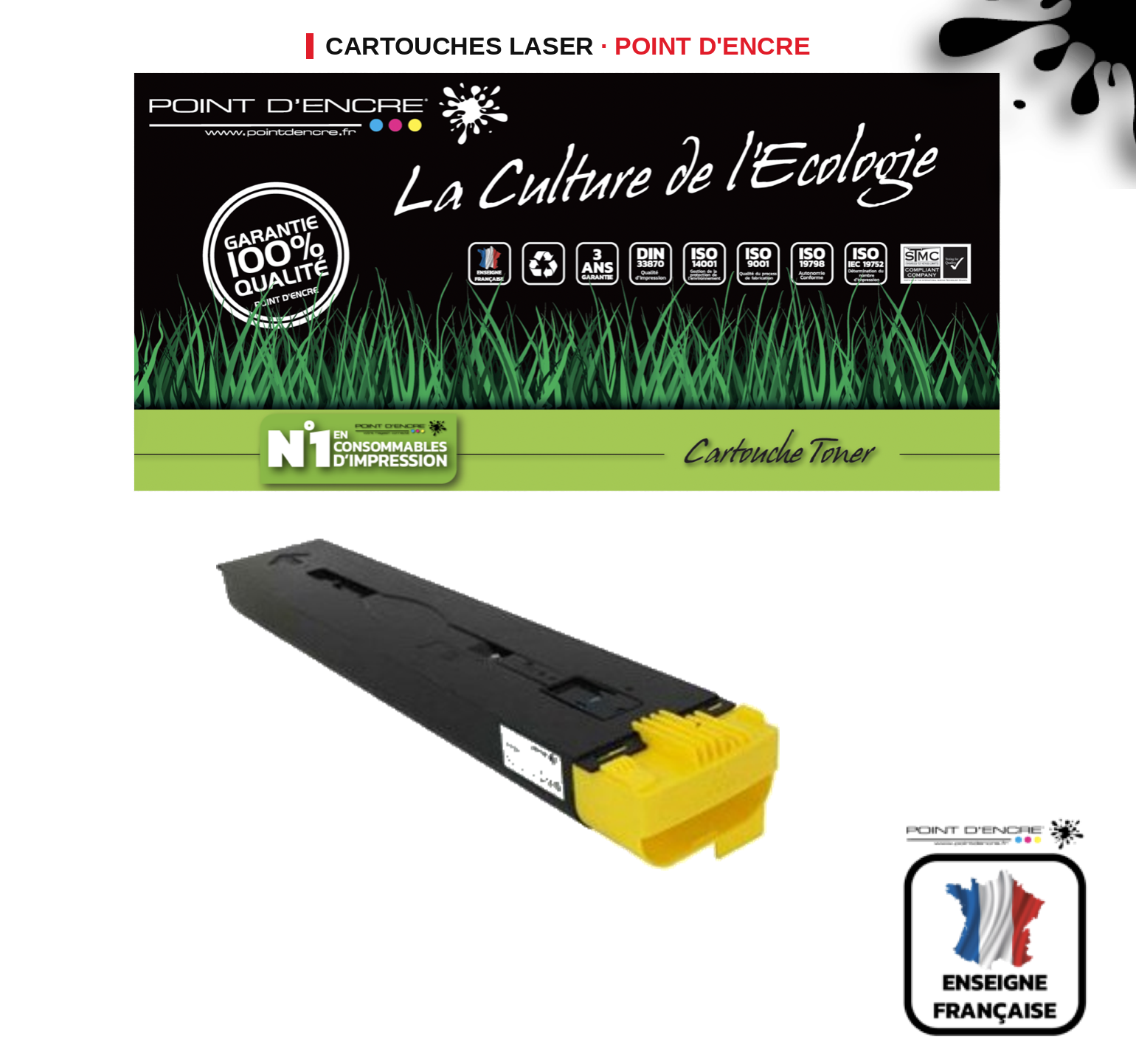 Cartouche laser POINT D'ENCRE Xerox 7655 — JAUNE