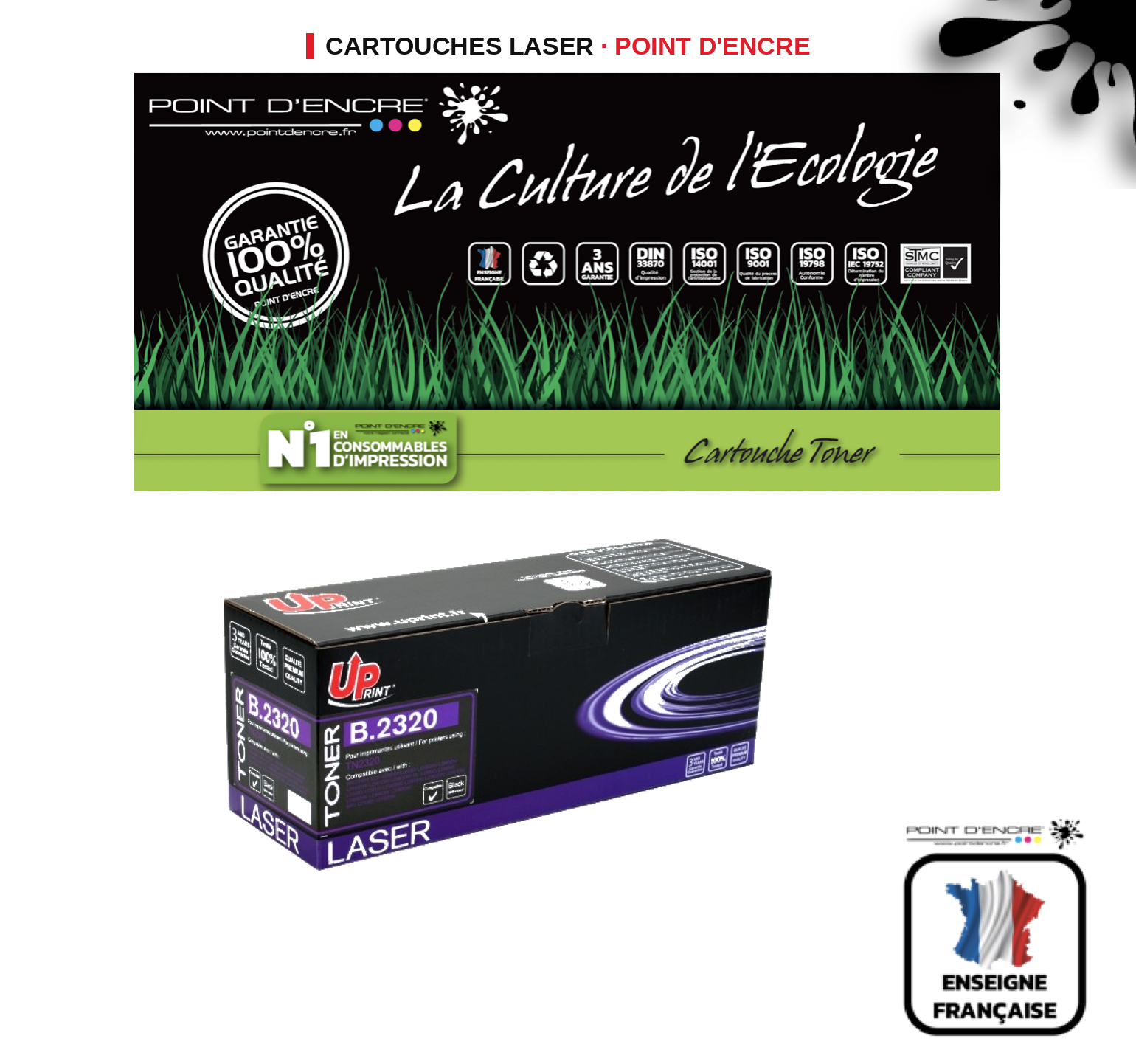 Cartouche laser POINT D'ENCRE Brother TN2320 — NOIR