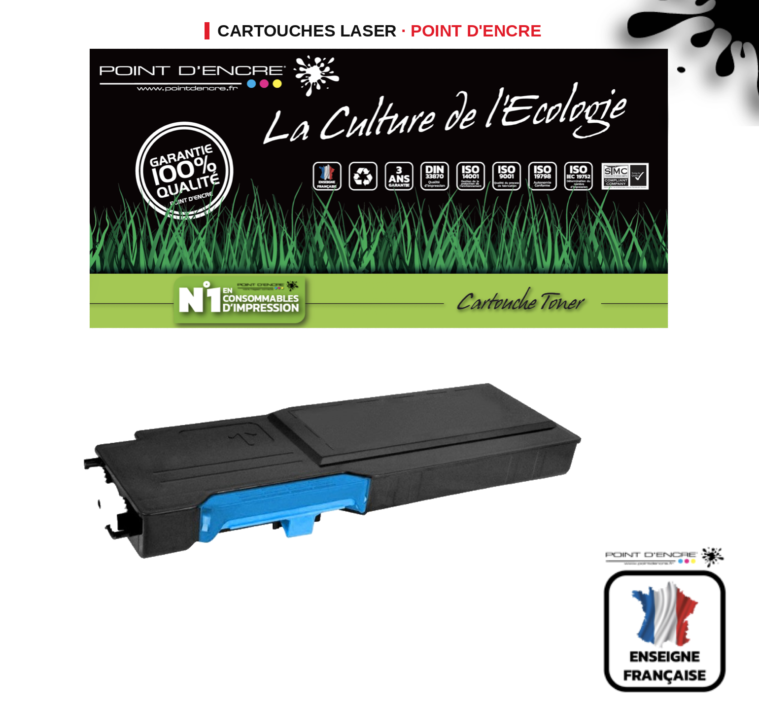 Cartouche laser POINT D'ENCRE Dell C3760 — CYAN