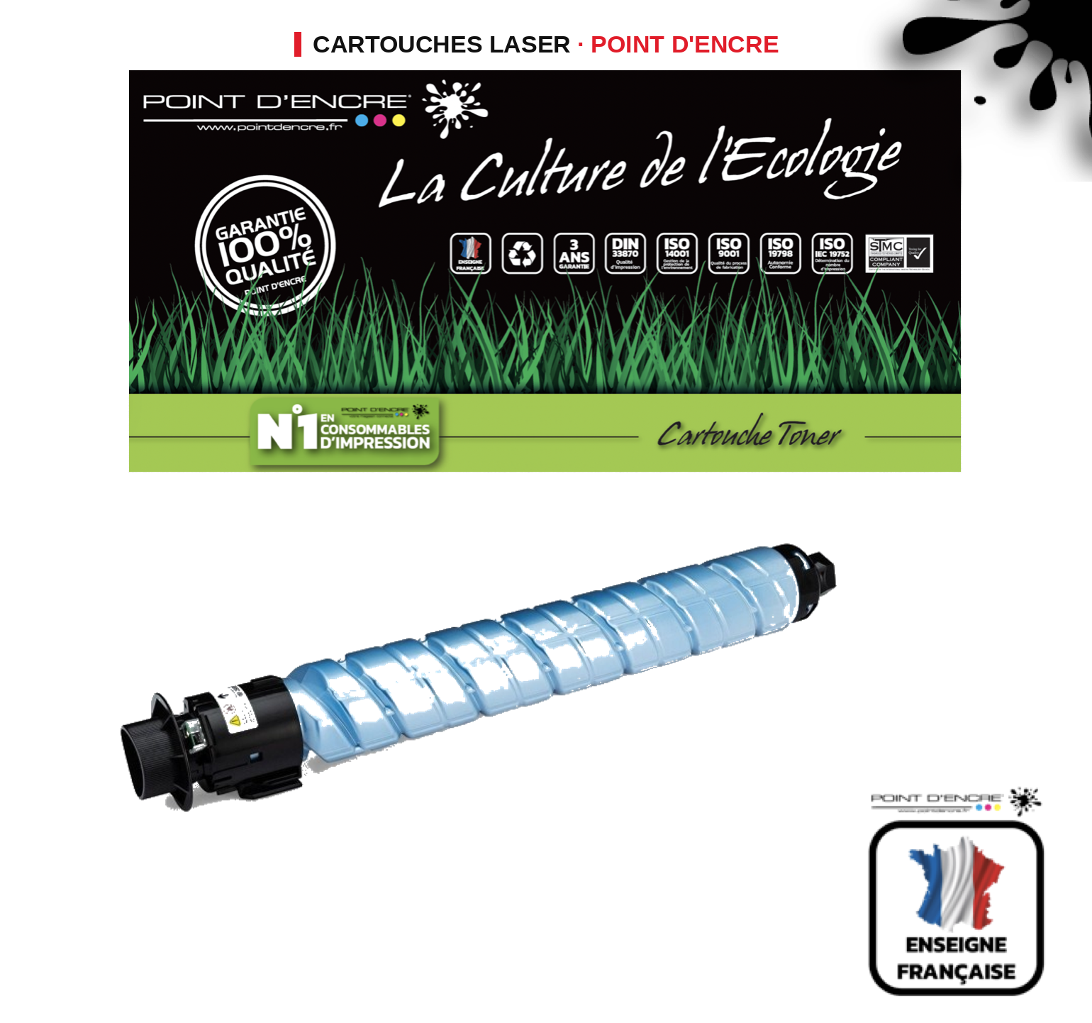 Cartouche laser POINT D'ENCRE Ricoh IMC2010 — CYAN