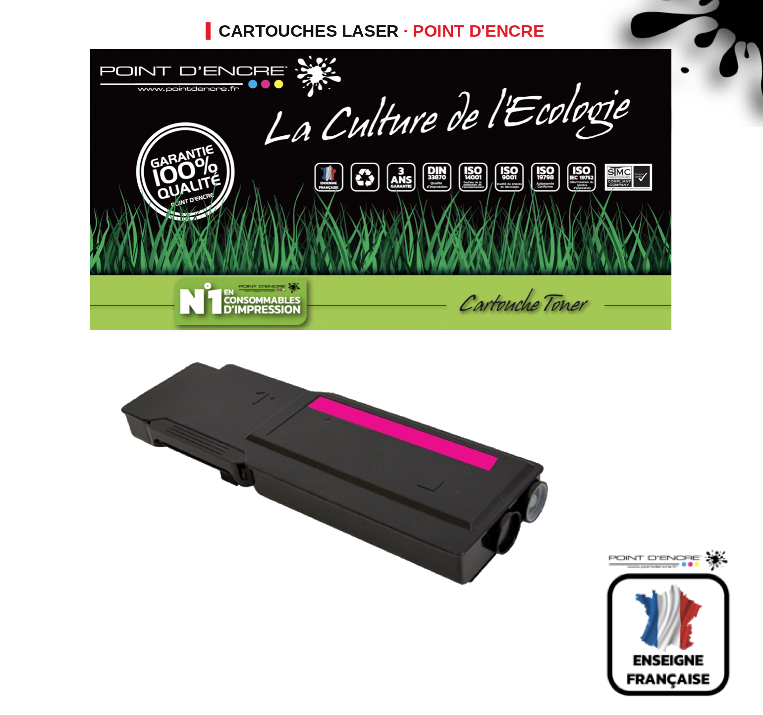 Cartouche laser POINT D'ENCRE Dell S3840CDN — MAGENTA