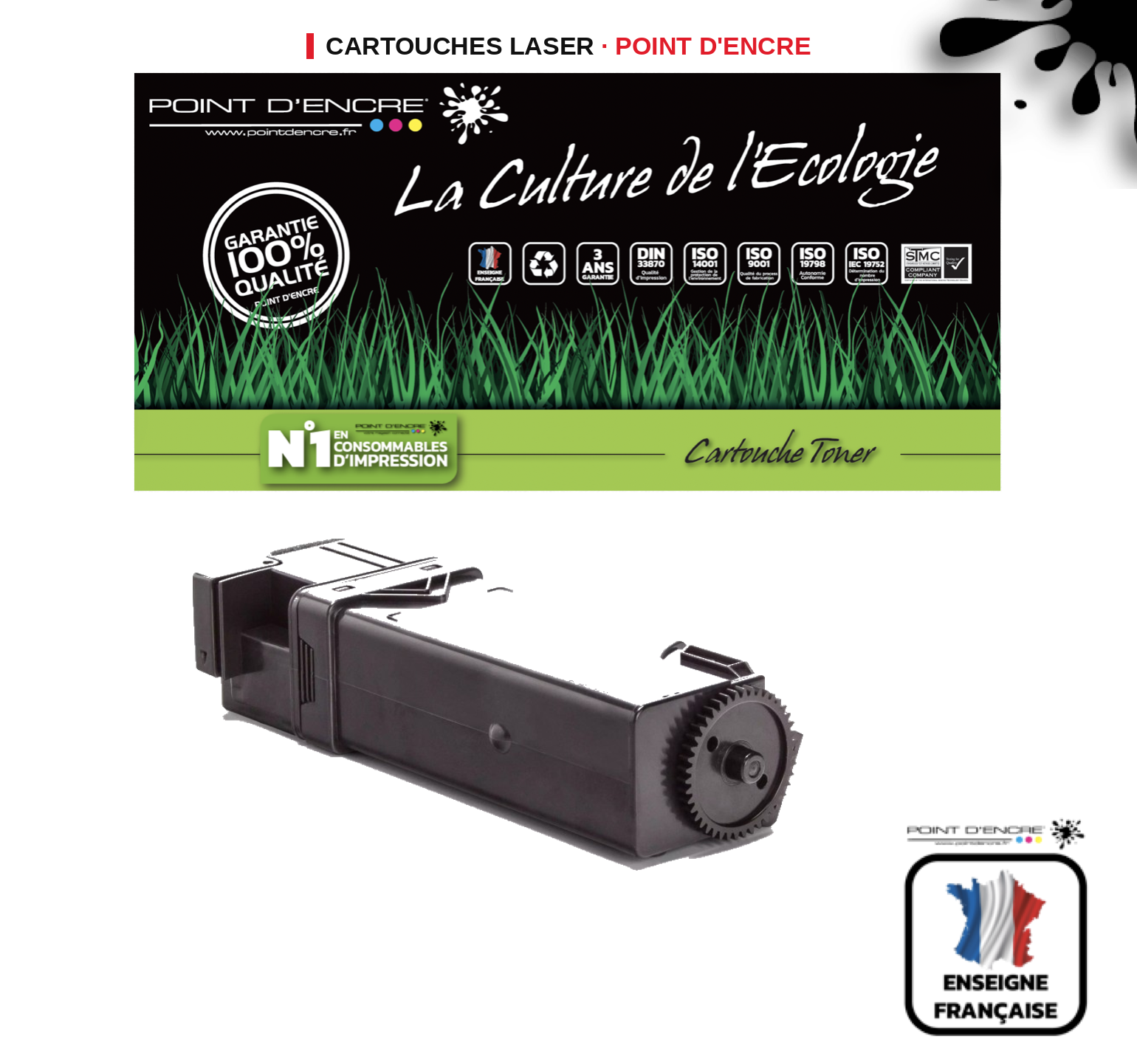 Cartouche laser POINT D'ENCRE Xerox 6500 — NOIR