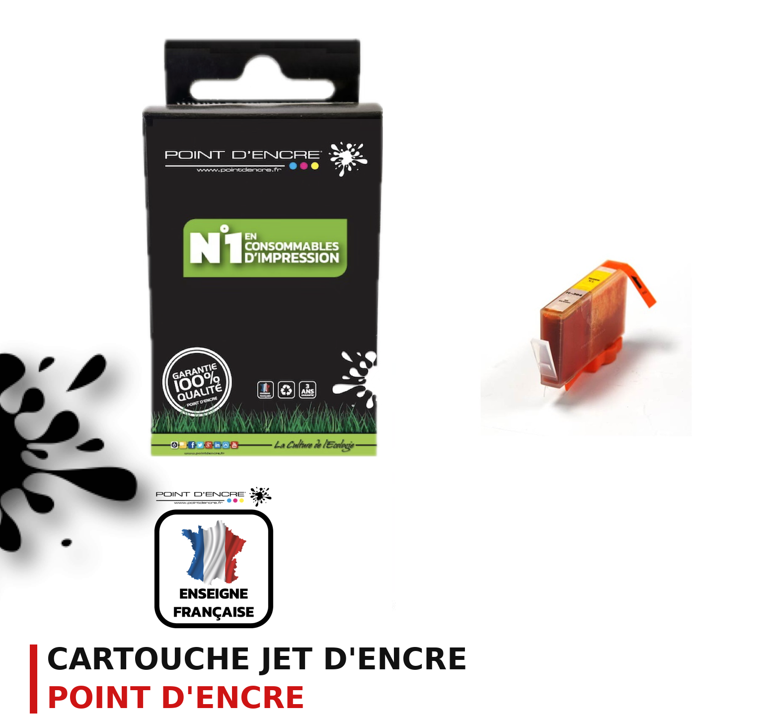Cartouche d'encre POINT D'ENCRE Hp 364 — JAUNE