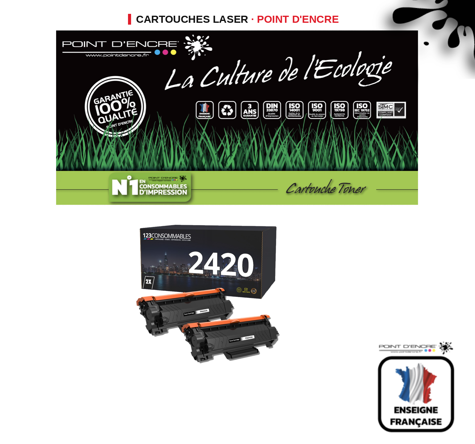 Cartouche laser POINT D'ENCRE Brother 2420 — NOIR