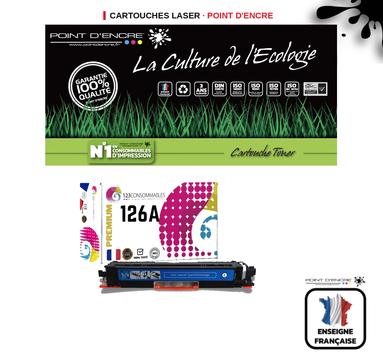 Cartouche laser POINT D'ENCRE Hp 126A — CYAN