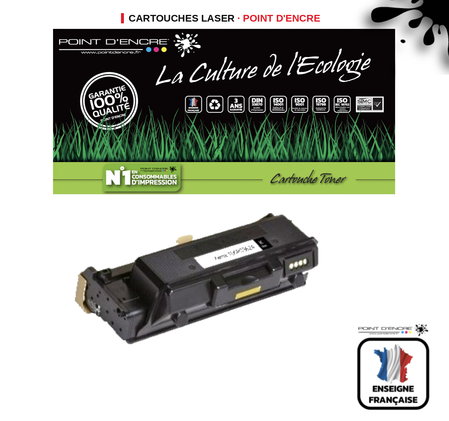 Cartouche laser POINT D'ENCRE Xerox 3330VDNI — NOIR