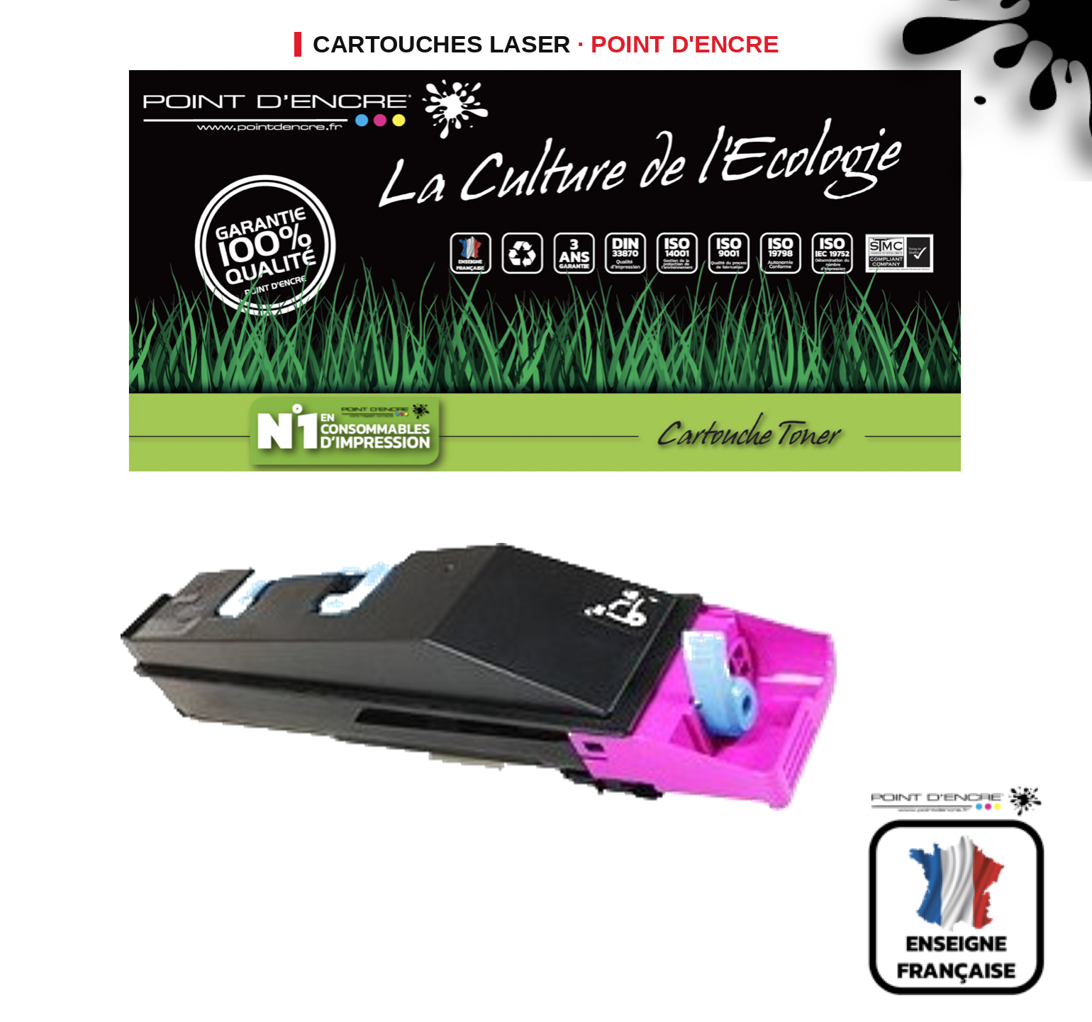 Cartouche laser POINT D'ENCRE Kyocera 880 — MAGENTA