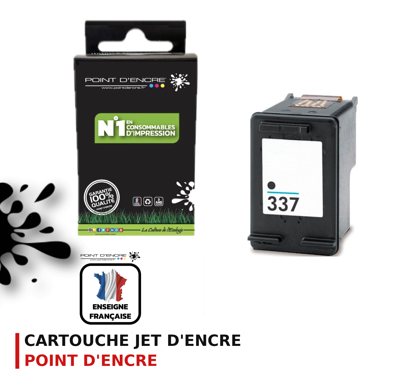 Cartouche d'encre POINT D'ENCRE Hp 337 — NOIR