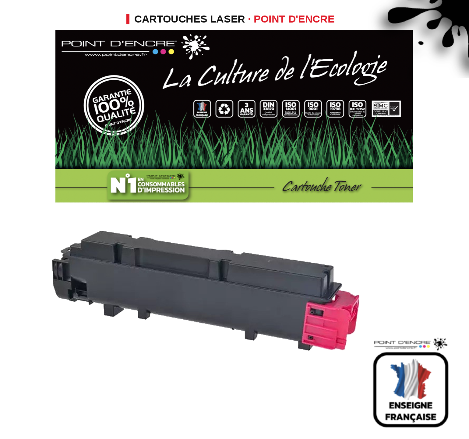 Cartouche laser POINT D'ENCRE Kyocera TK5390 — MAGENTA