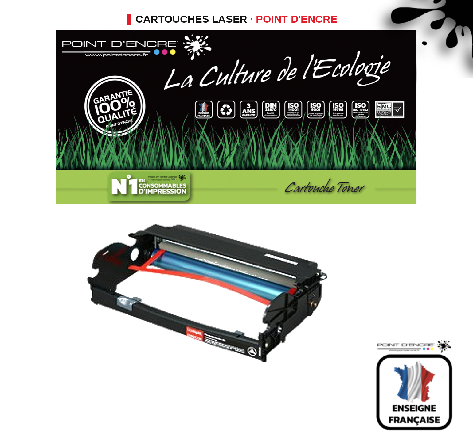 Tambour POINT D'ENCRE Xerox 3330VDNI — NOIR