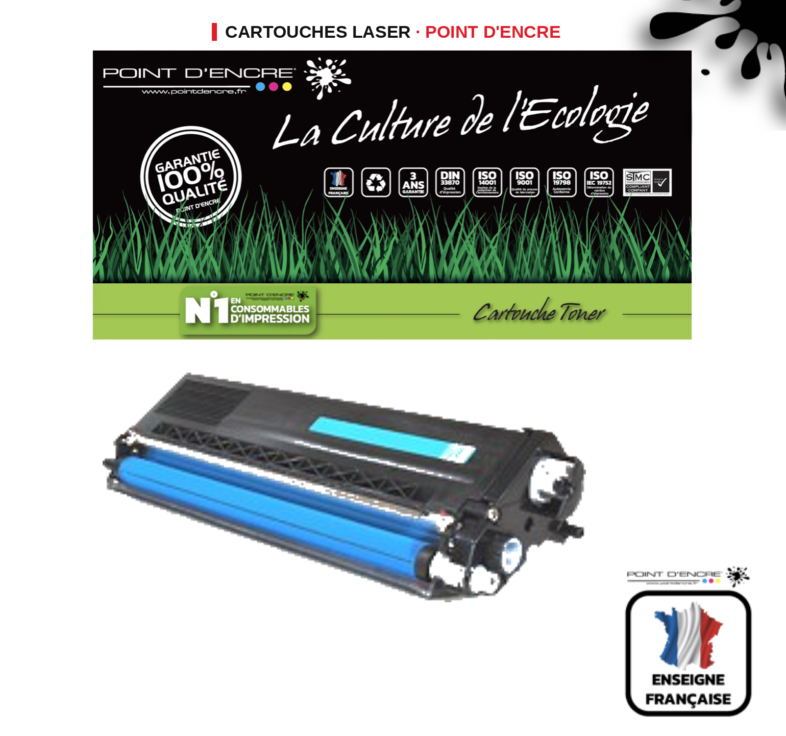 Cartouche laser POINT D'ENCRE Brother 326C — CYAN