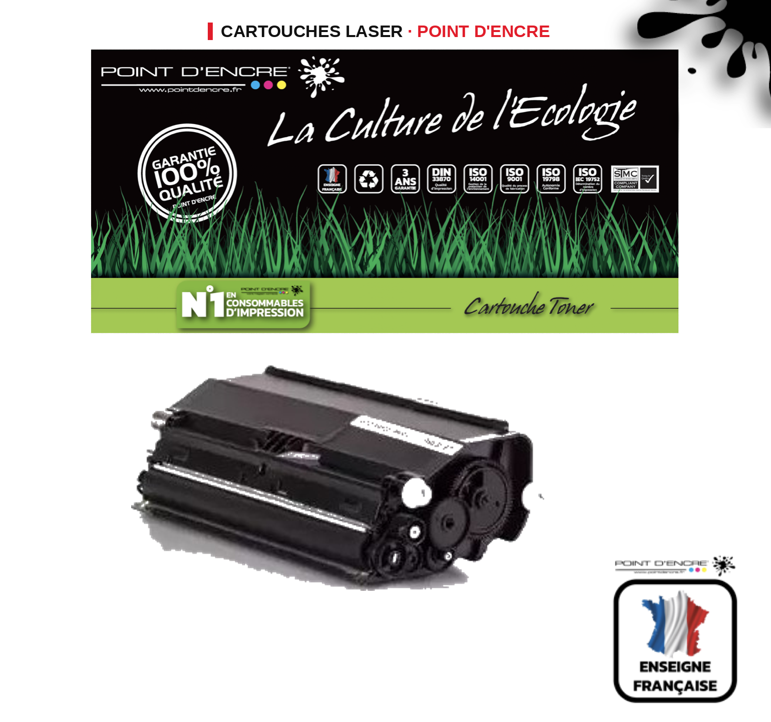 Cartouche laser POINT D'ENCRE Lexmark E360H11E — NOIR