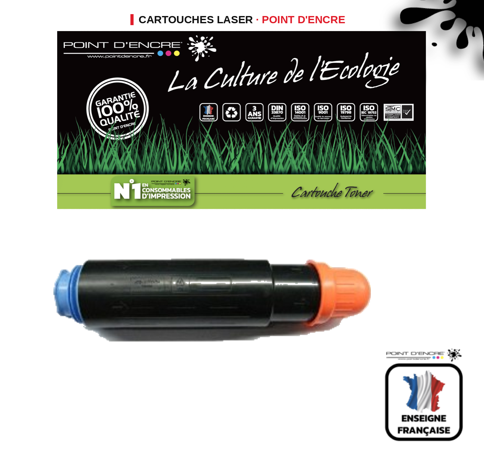 Cartouche laser POINT D'ENCRE Canon CEXV36 — NOIR