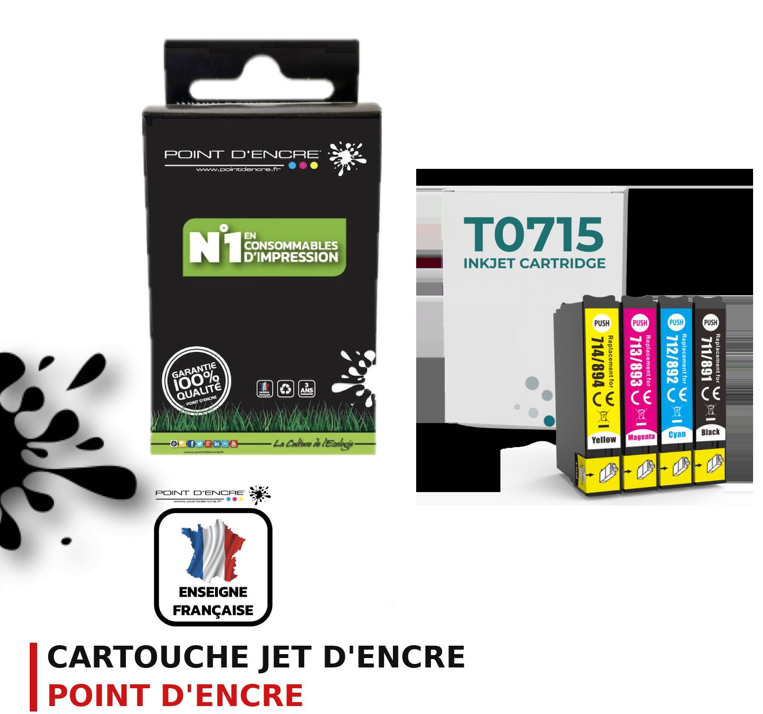 Cartouche d'encre POINT D'ENCRE Epson T0715XL — PACK