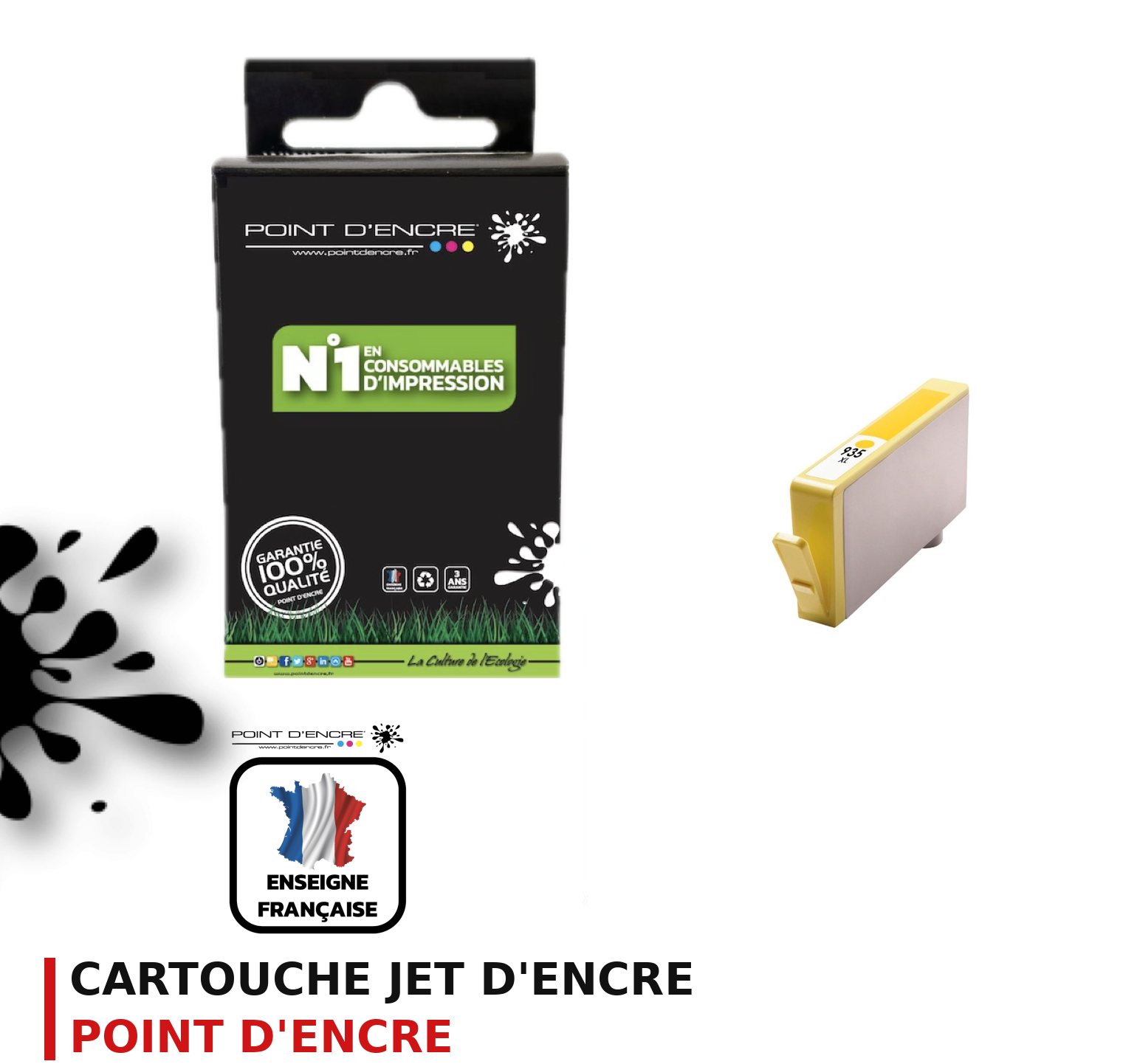 Cartouche d'encre POINT D'ENCRE Hp 935XL — JAUNE