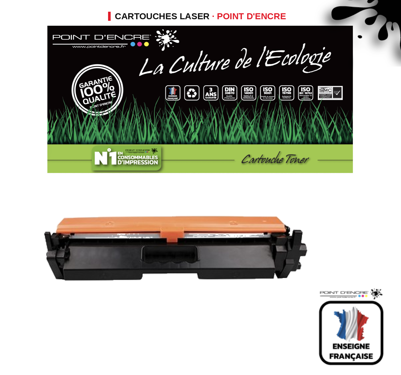 Cartouche laser POINT D'ENCRE  17H — NOIR