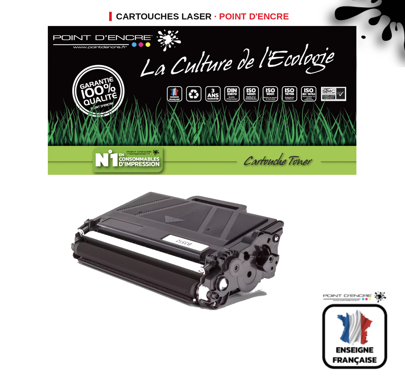 Cartouche laser POINT D'ENCRE Brother 3512 — NOIR