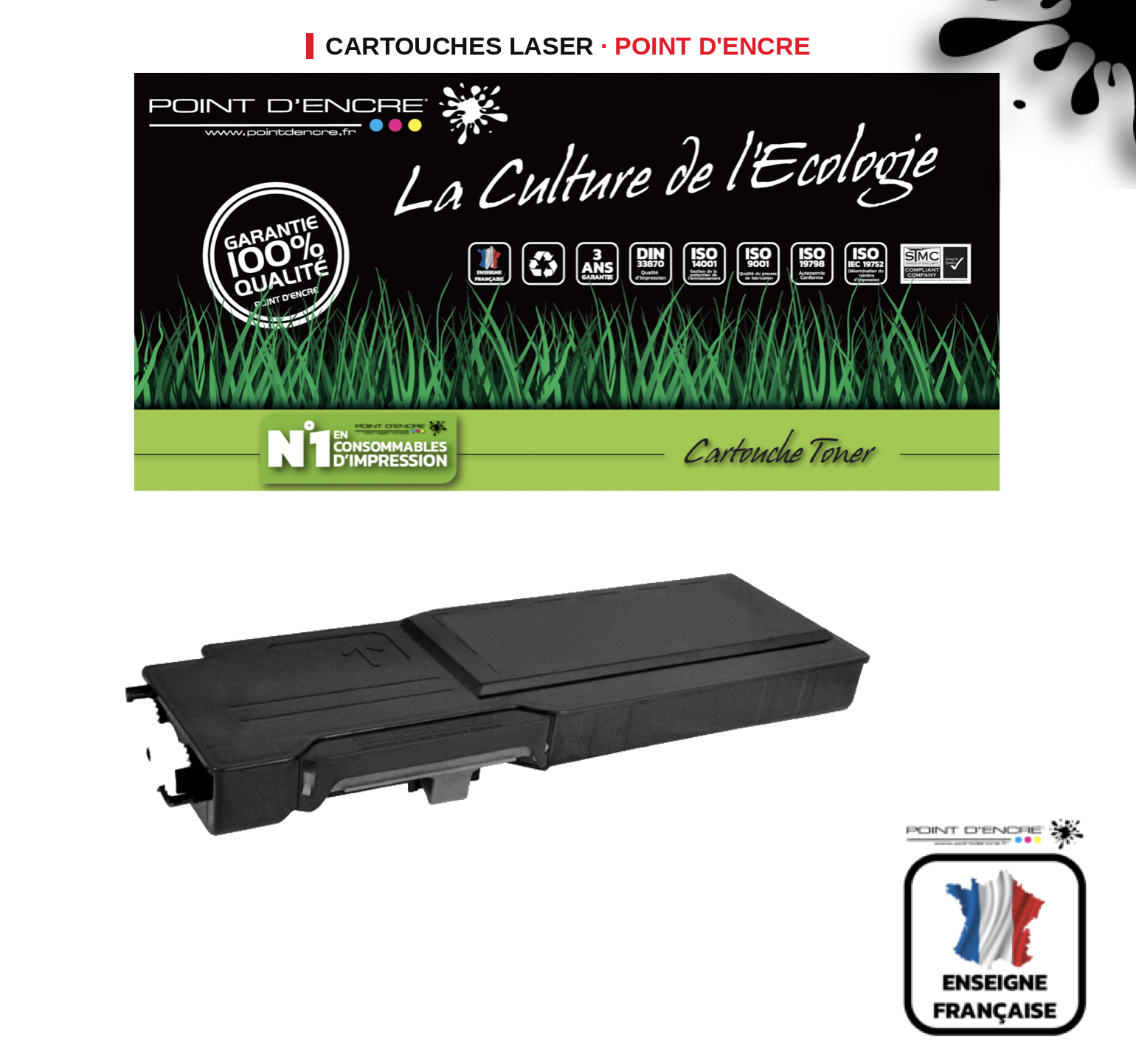 Cartouche laser POINT D'ENCRE Dell C3760 — NOIR
