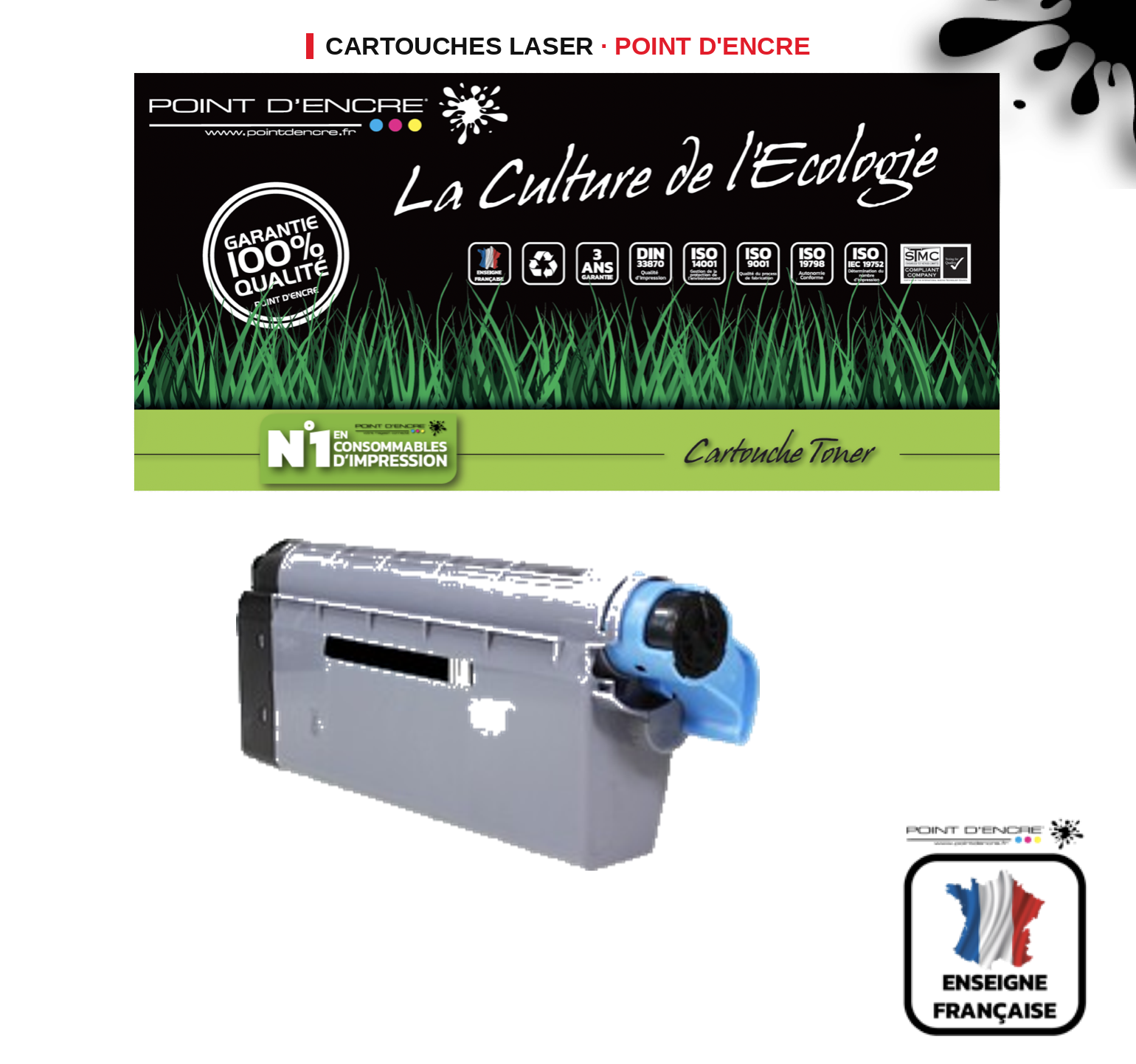 Cartouche laser POINT D'ENCRE Oki ES7411 — NOIR