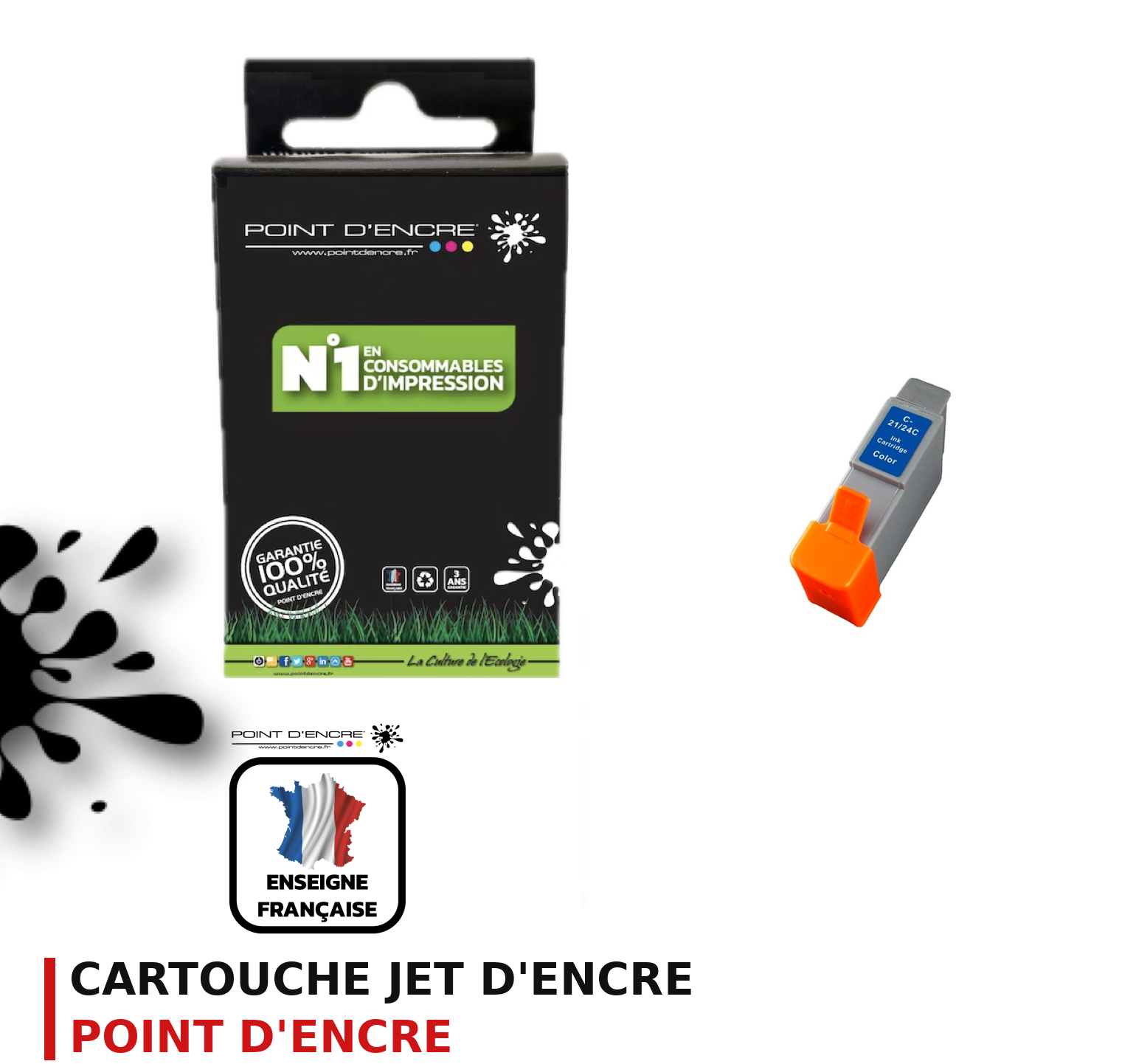 Cartouche d'encre POINT D'ENCRE Canon 24CL — COULEUR