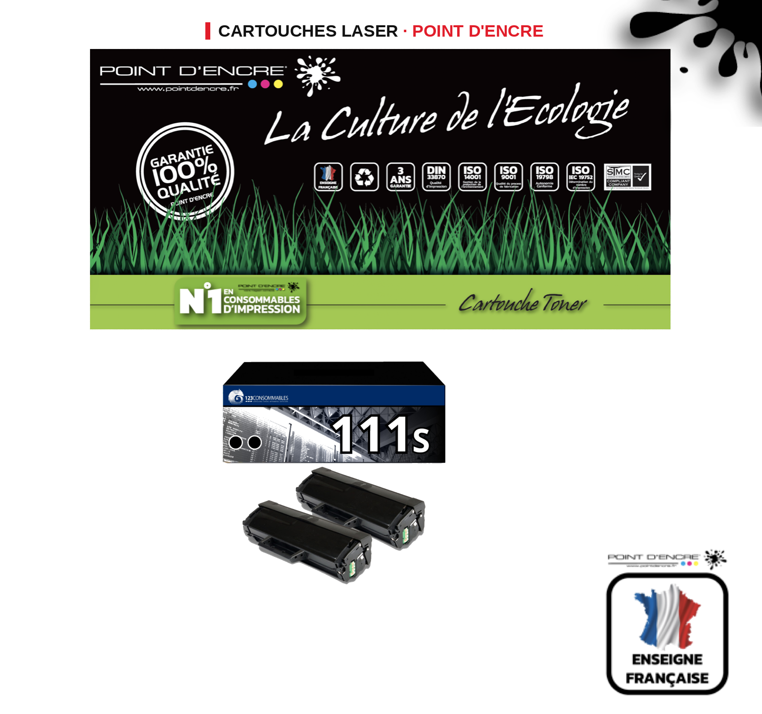 Cartouche laser POINT D'ENCRE Samsung 111S — NOIR