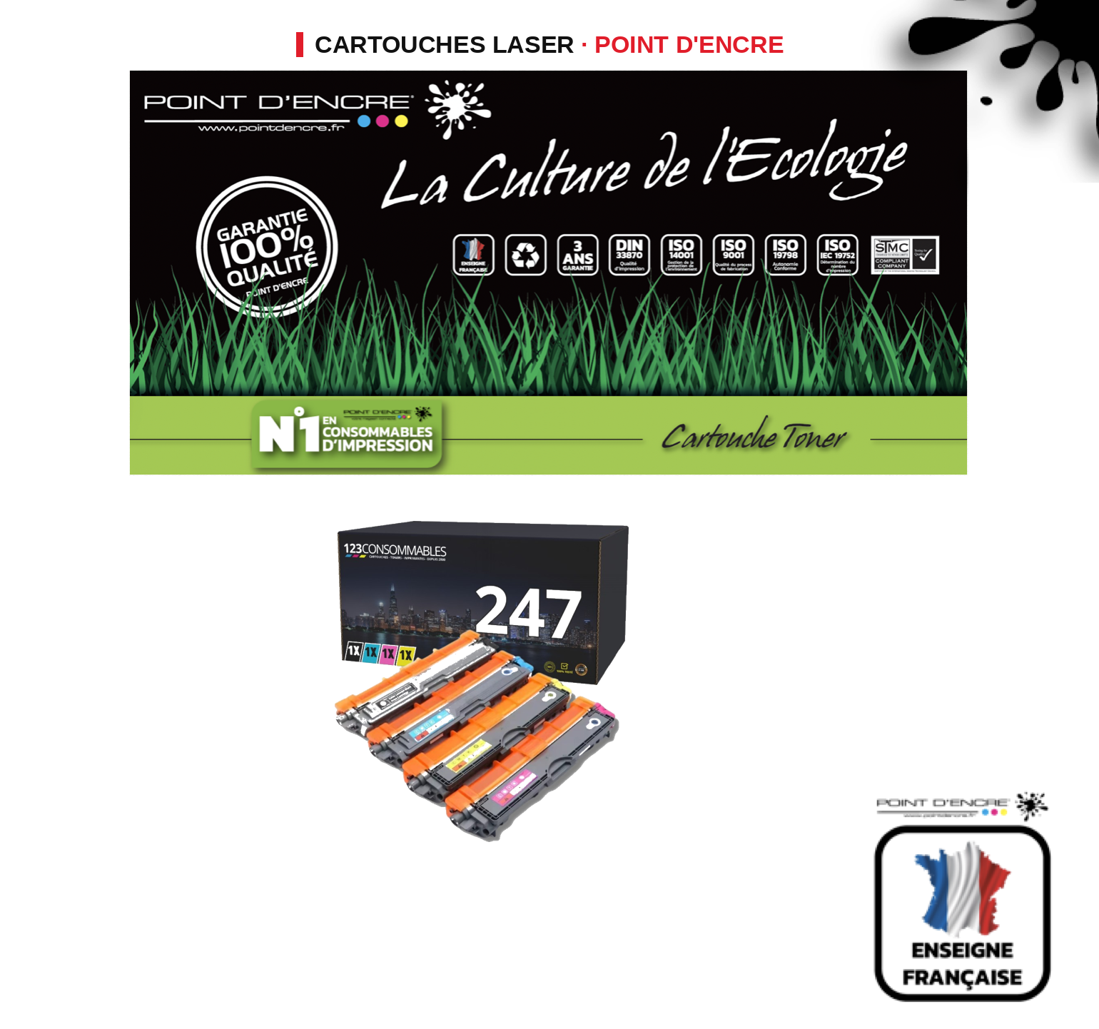 Cartouche laser POINT D'ENCRE Brother 247 — PACK